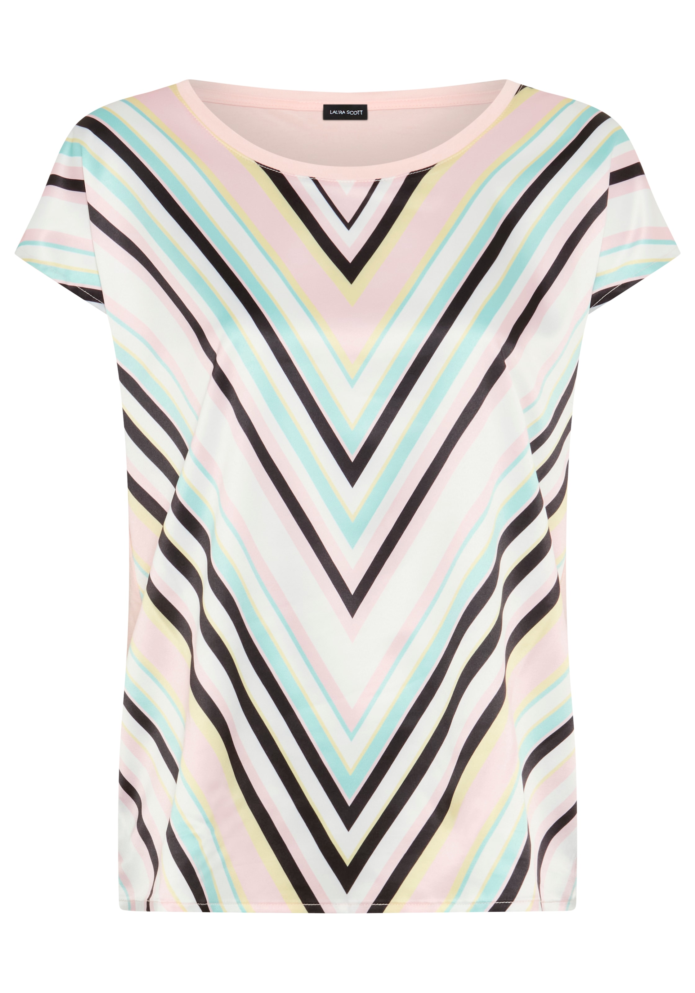 Laura Scott Chemisier à chemise »im Materialmix mit Satin, verschiedene Muster für jeden Geschmack,« style féminin, col rond, coupe ample