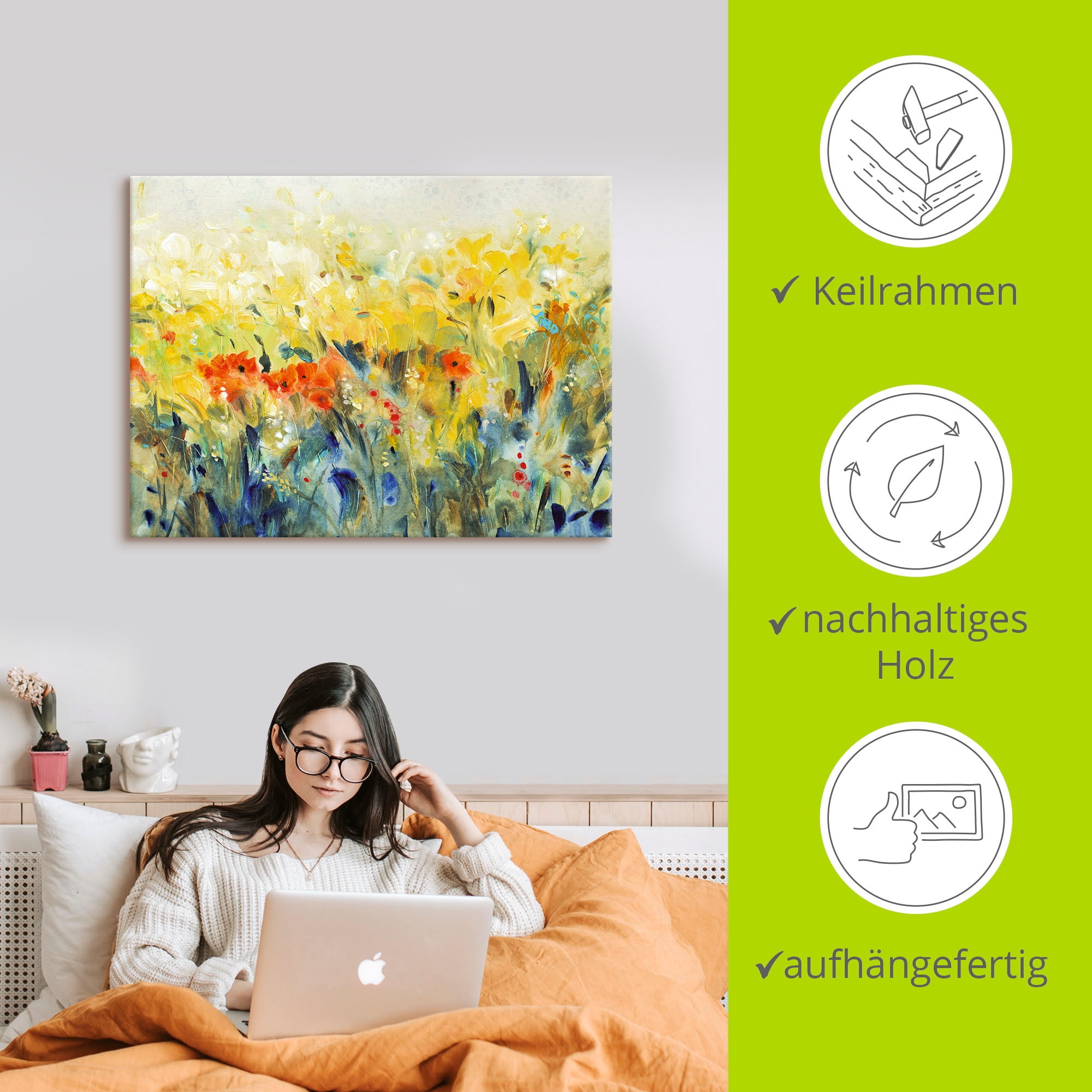 Artland Tableau sur toile »Schwingende Blumen II« 1 cuis tlg. auf Holzrahmen gespannt