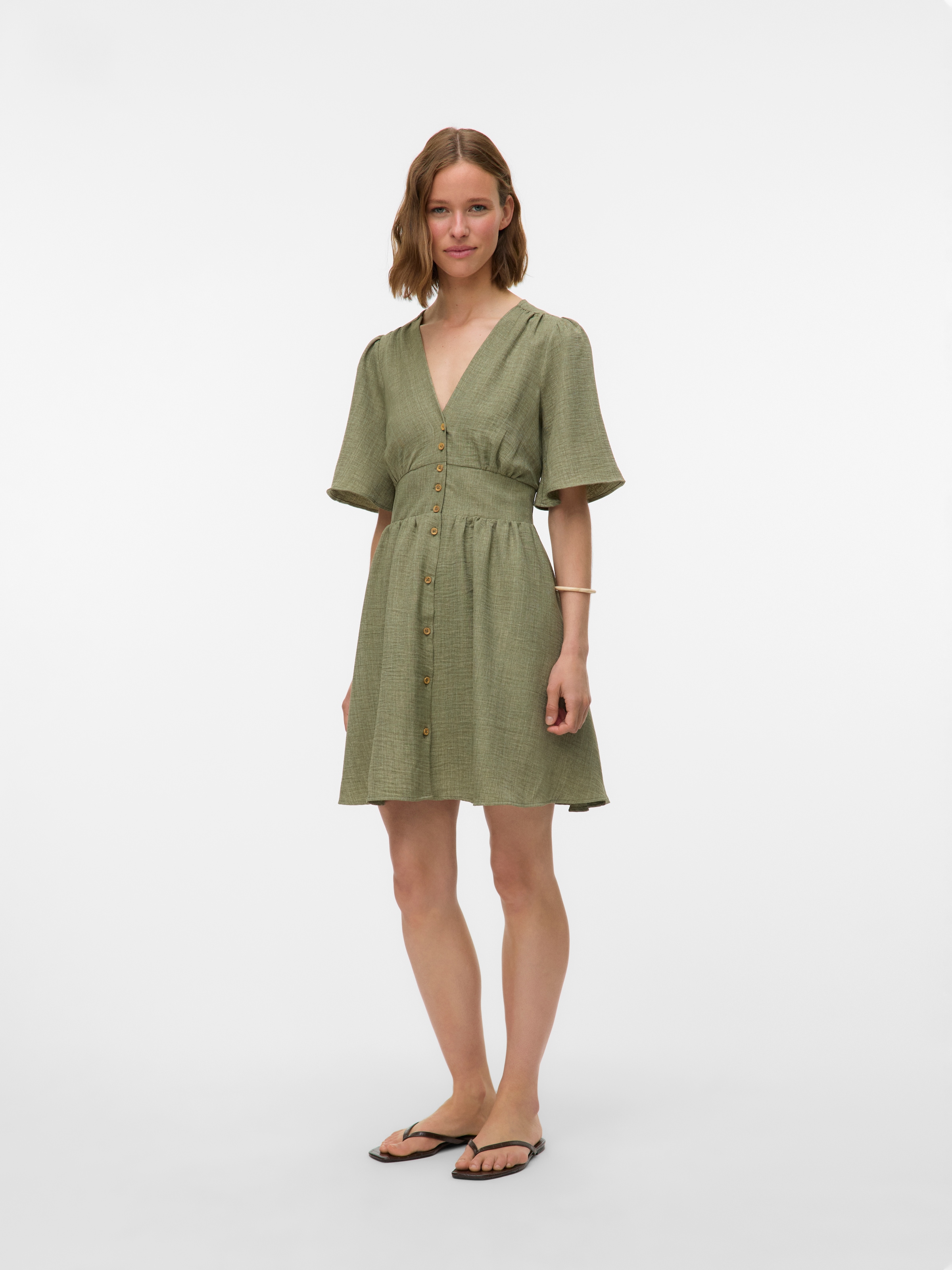 Vero Moda Mini-robe »VMMELANEY 2/4 SHORT DRESS WVN NOOS« Sommerkleid, Kunsfaser, taillierte Form
