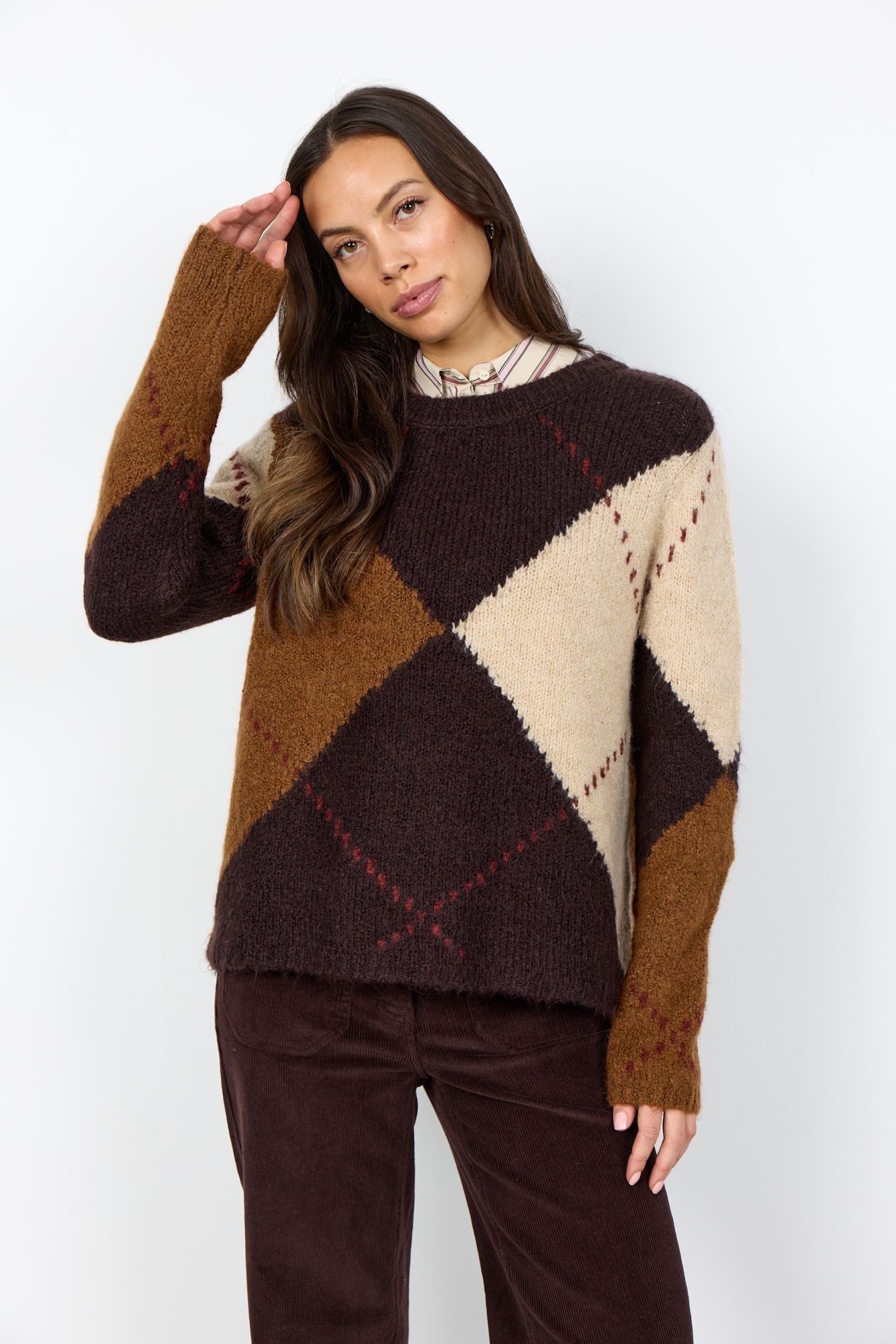 soyaconcept Pull en tricot »SC-HACER 2 - YD« Materialmix, mit Argyl Strickmuster