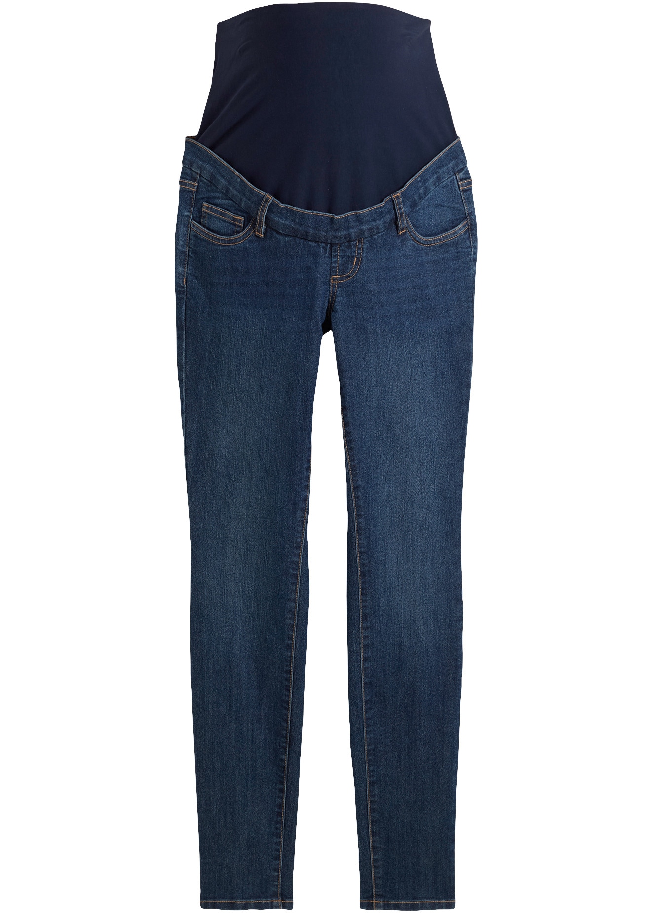 bonprix Jeans de grossesse avec design 5 poches, en denim de coton, coupe skinny