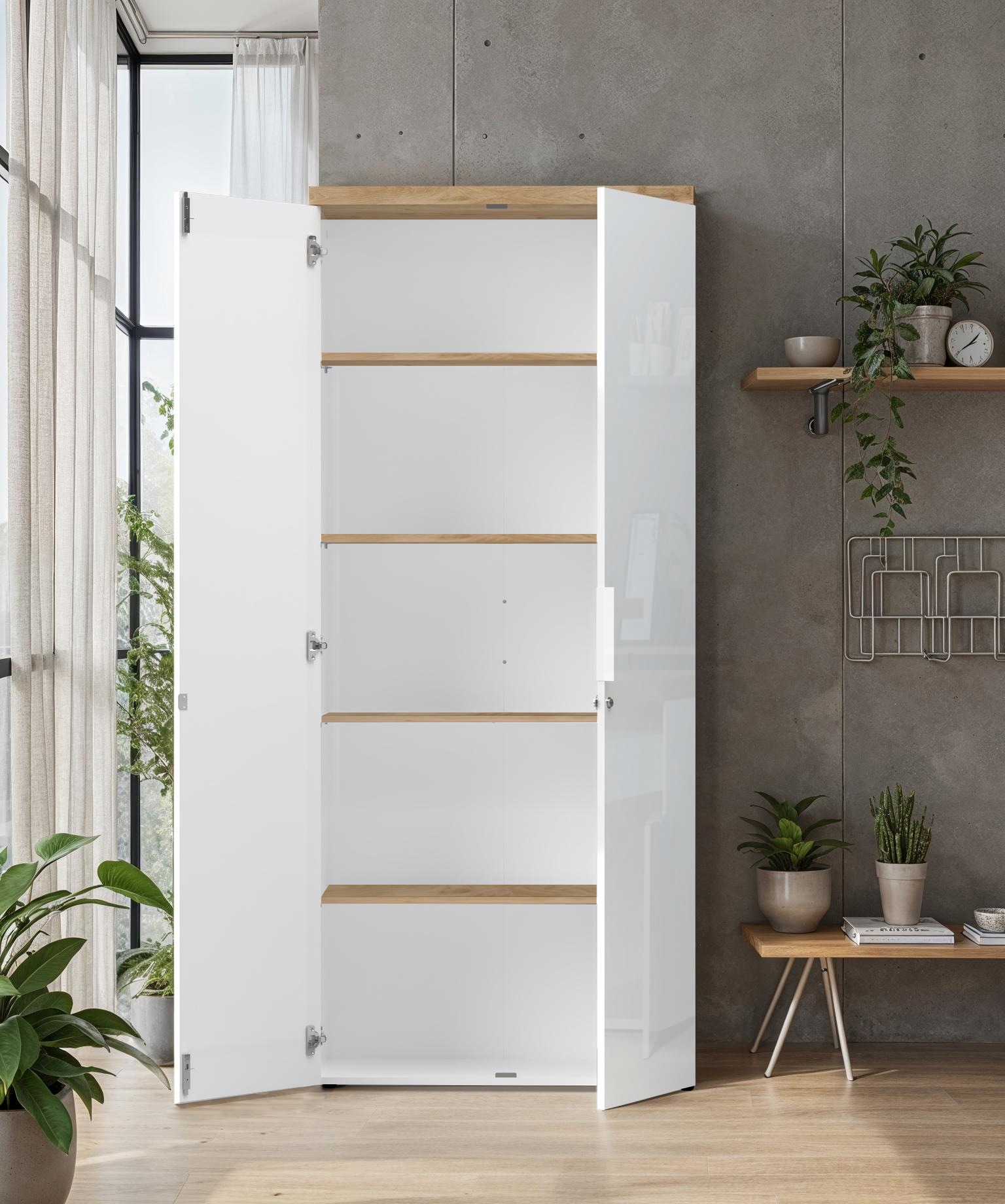 Home affaire Aktenschrank »Easy B/H 81/193 cm, Büroschrank, Mehrzweckschrank mit 2 Türen« abschliessbar, 4 Böden, Metallgriffe, Top 38 mm stark