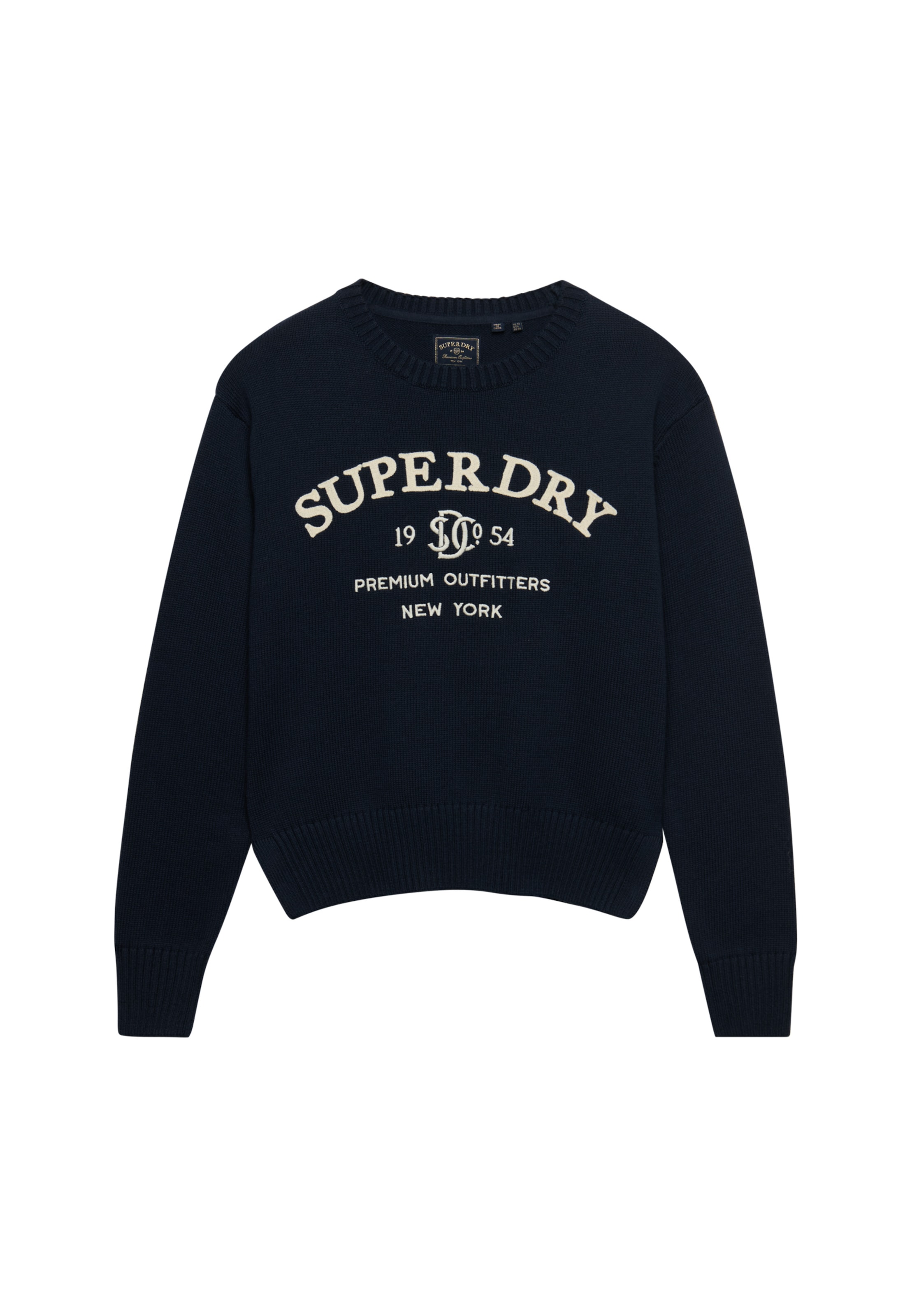 Superdry Pull en tricot »HERITAGE GRAPHIC JUMPER« coton, avec broderie de haute qualité