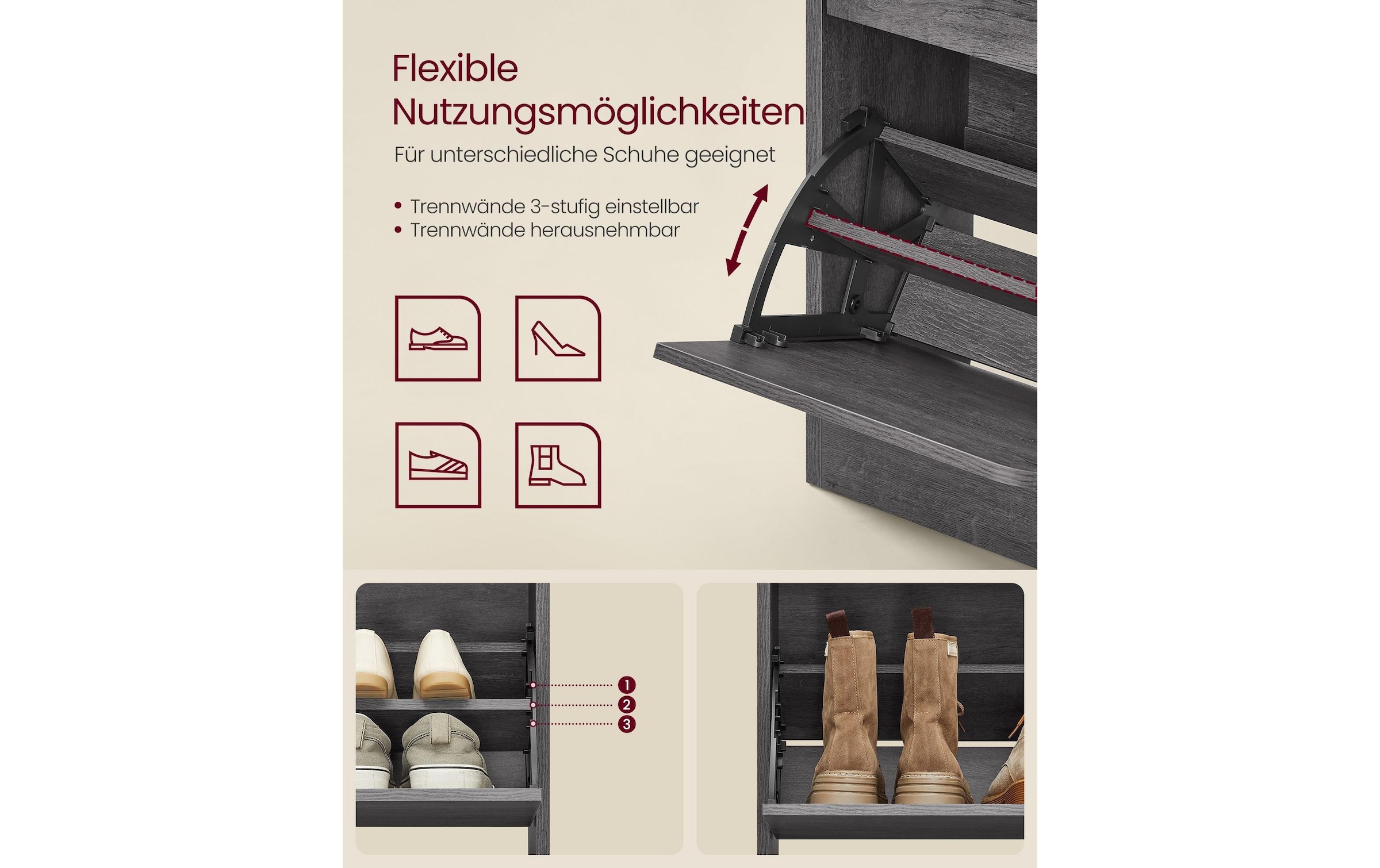 VASAGLE Schuhschrank »80 x 24 x 102 cm«