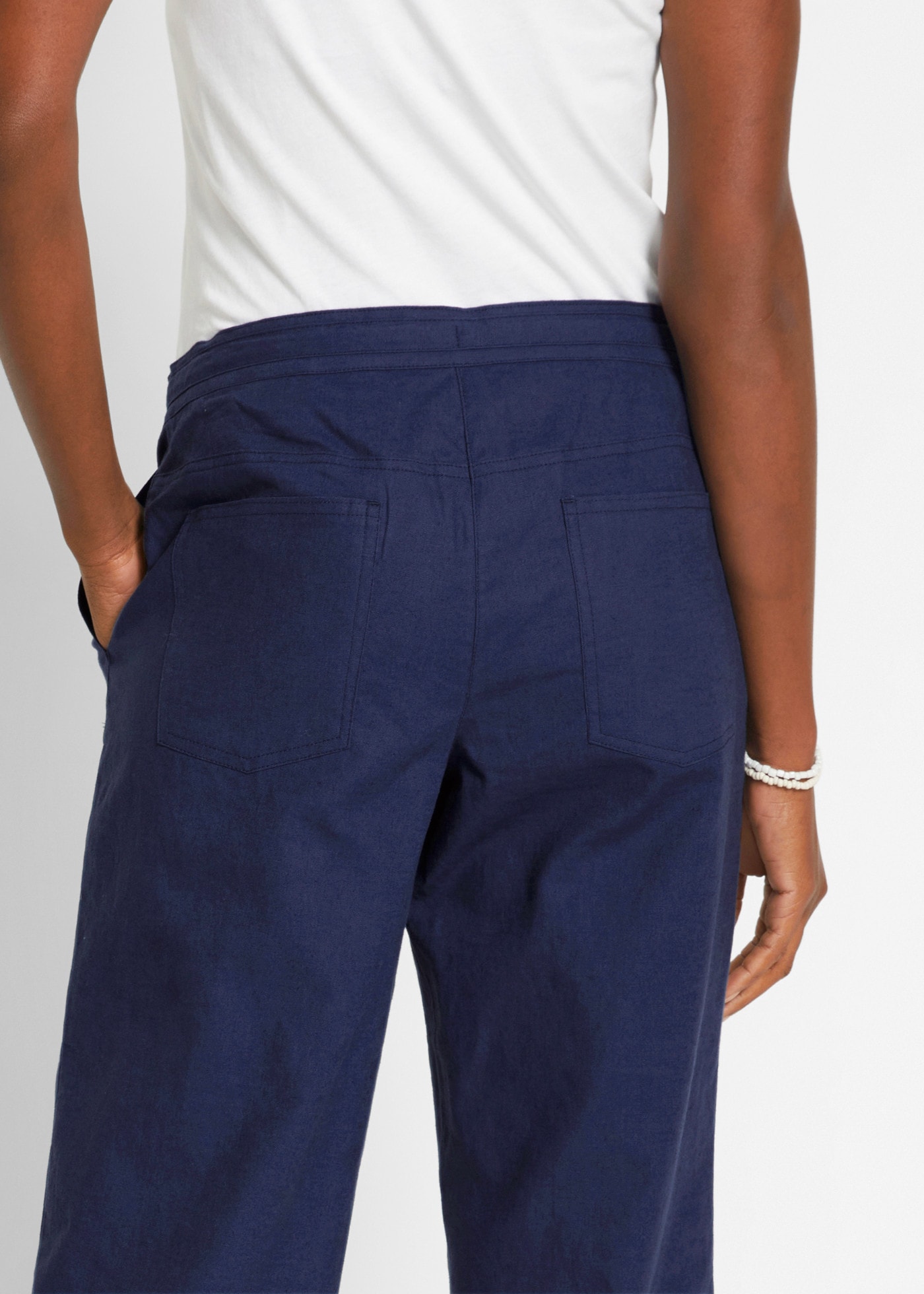 bonprix Pantalon 3/4  en lin et coton, coupe ample 3/4
