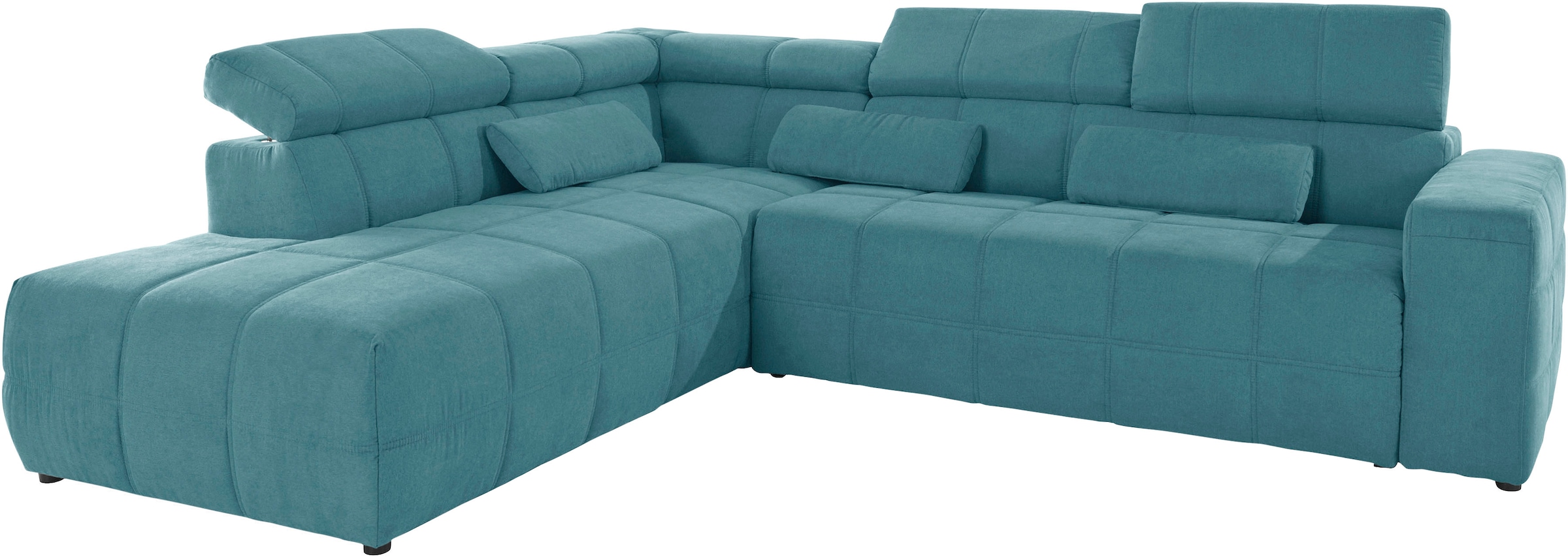 DOMO collection Ecksofa »Brandon L-Form, auch in Leder« inklusive Kopfteilverstellung, wahlweise mit Sitztiefenverstellung,