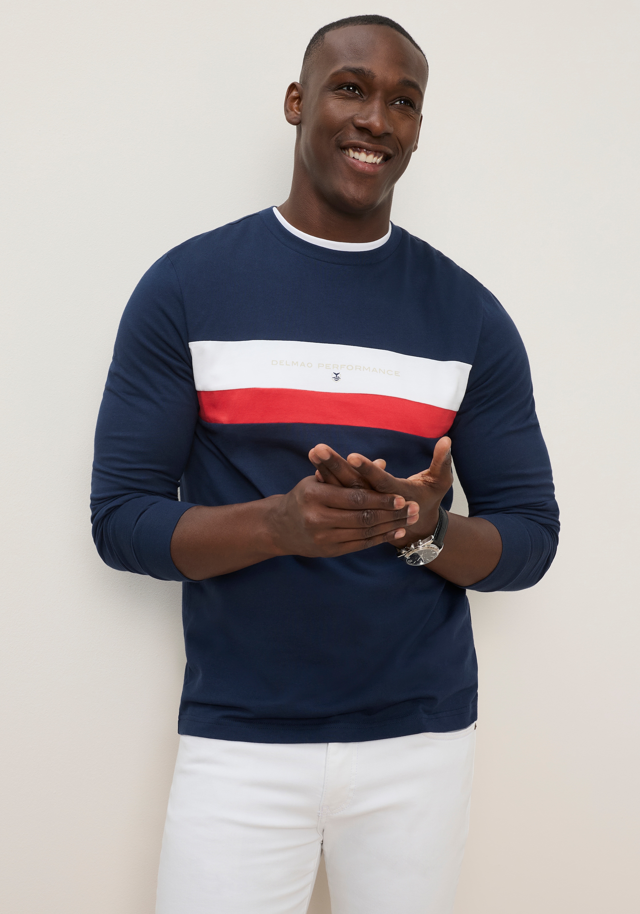 DELMAO Langarmshirt »Neue Kollektion« schmale Passform, Langarm, mit Rundhalsausschnitt