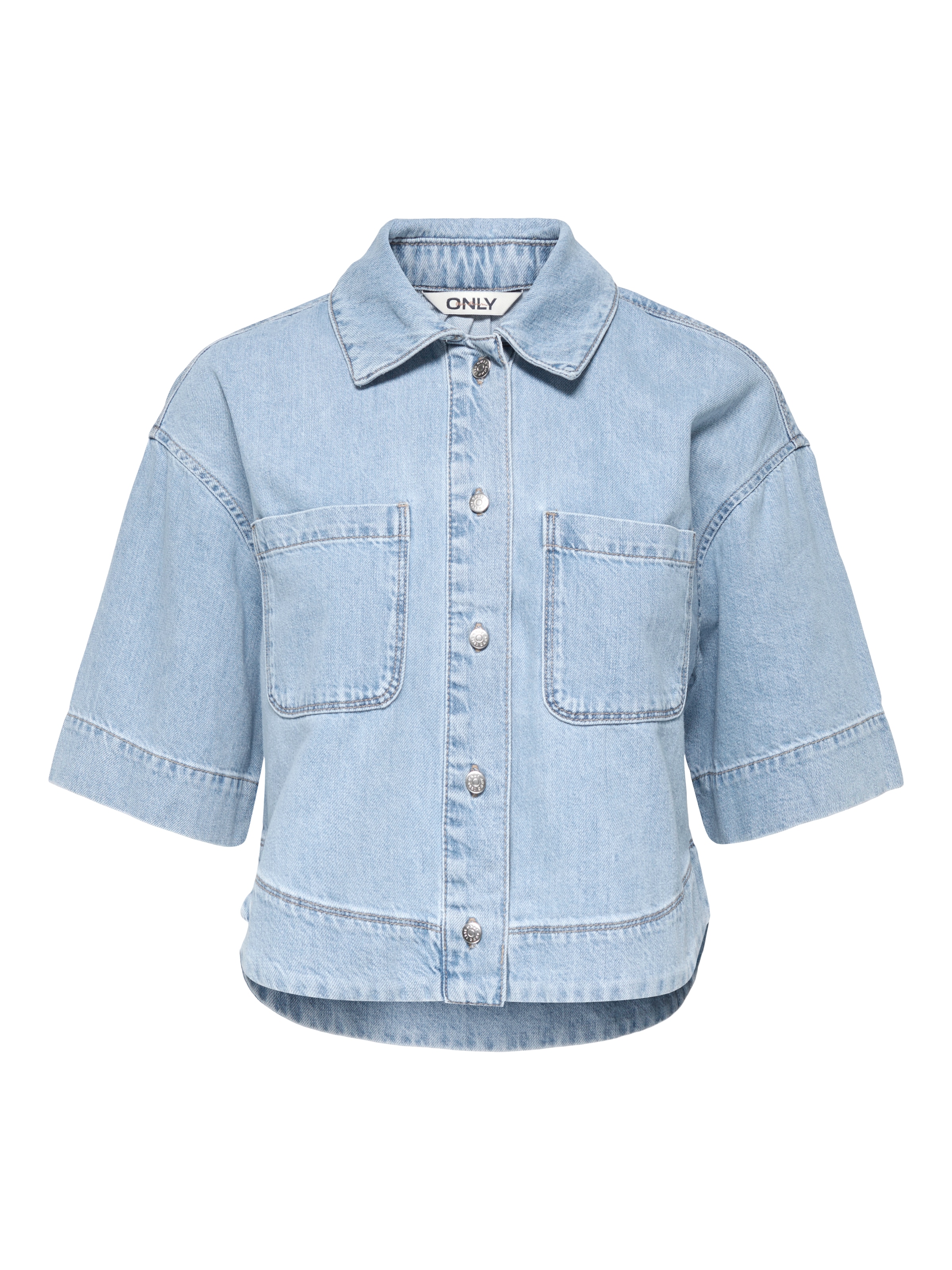 ONLY Blouse en jean »ONLCLEO LIFE SS CROP DNM SHIRT PIM NOOS« Baumwolle