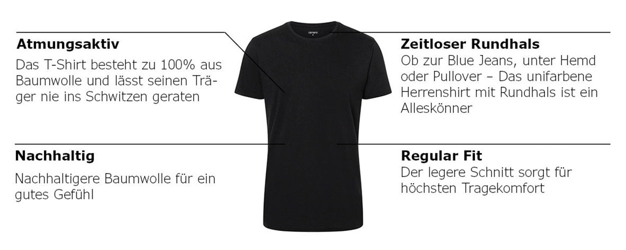 Camano T-shirt »comfort« 2er Pack,  mit Rundhalsausschnitt