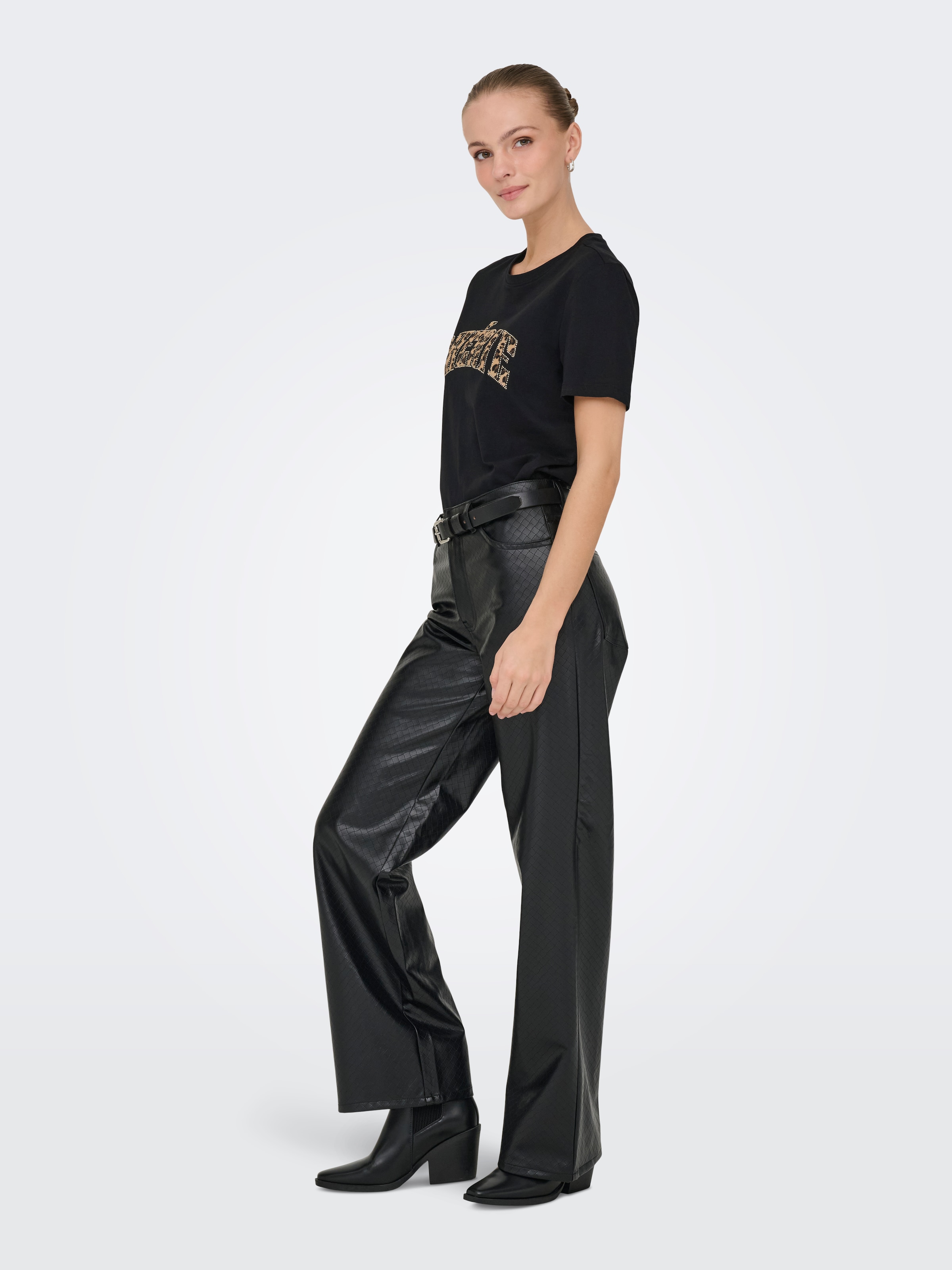 ONLY T-Shirt »ONLDITTE LIFE RHNSTN S/S ANIMAL TOP JRS«