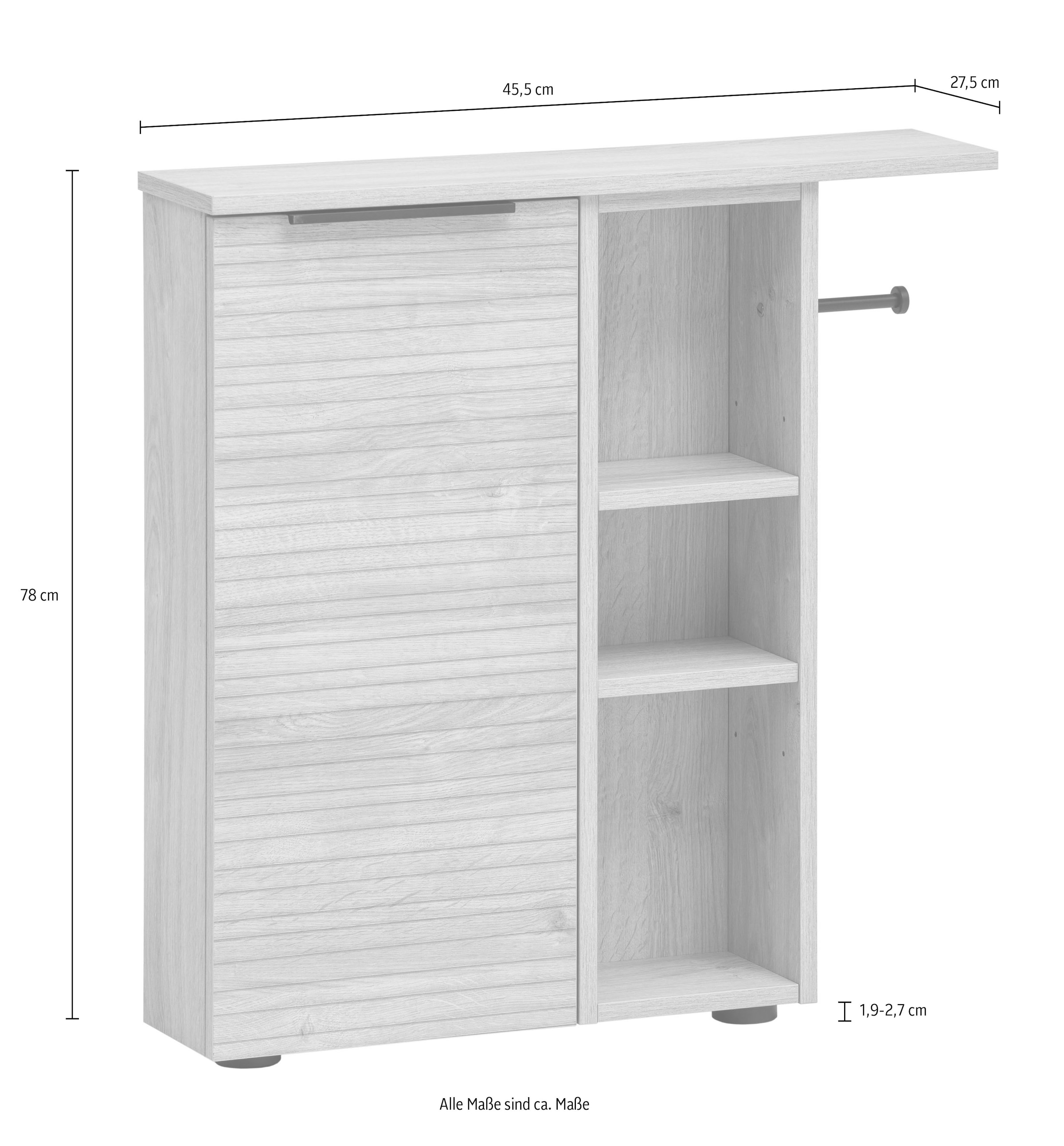 Schildmeyer Armoire latérale »Mads Nieschenschrank, Breite 45,5 cm« 1 cuis tlg. Nischenschrank, 3 offenen Regelfächern und Toilettenpapierhalter