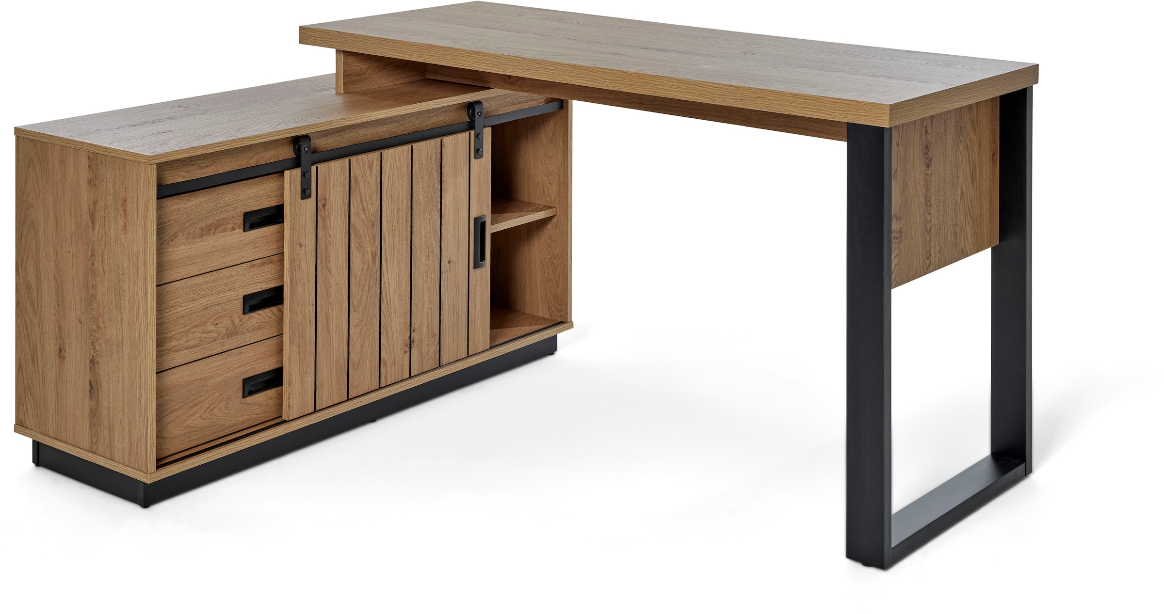 Jahnke Bureau d'angle »SLIDE C 150 E« 1 cuis tlg. montage réversible, avec porte coulissante, dimensions 150 x 116 cm