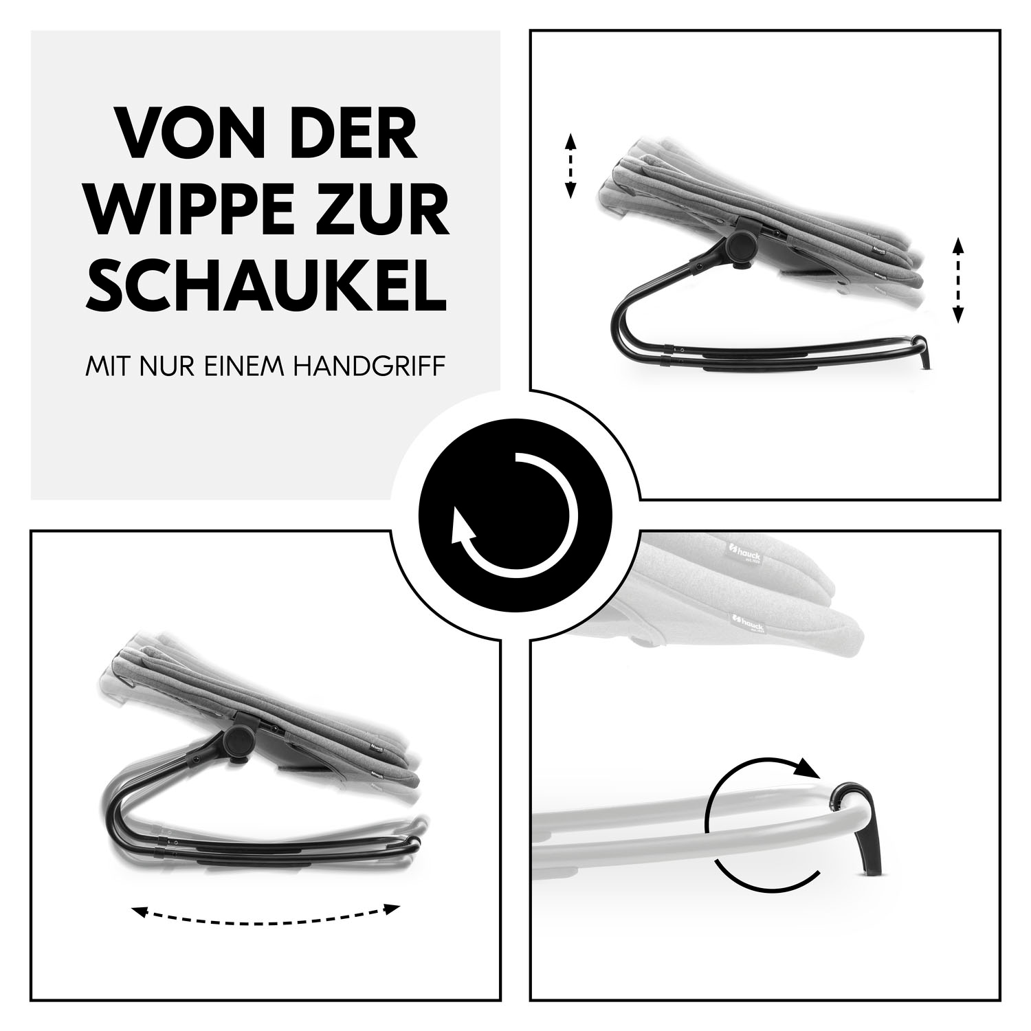 Hauck Transat pour bébé »Highchair Bouncer, Dark Grey Melange« bis 9 kilos für Alpha+, Beta+,  Arketa