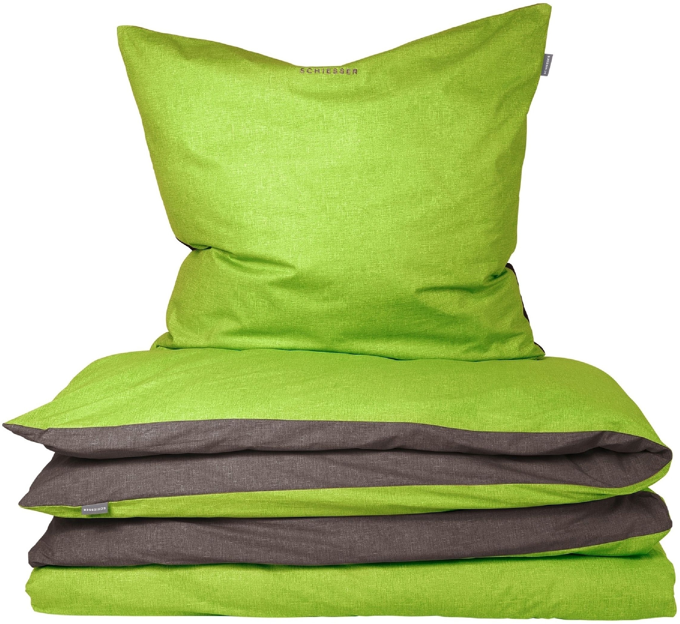 Schiesser Linge de lit réversible »Doubleface aus weicher Baumwolle mit edlem Melangeeffekt« 2 cuis disponible à partir de la taille 135x200 cm, OEKO-TEX® MADE IN GREEN