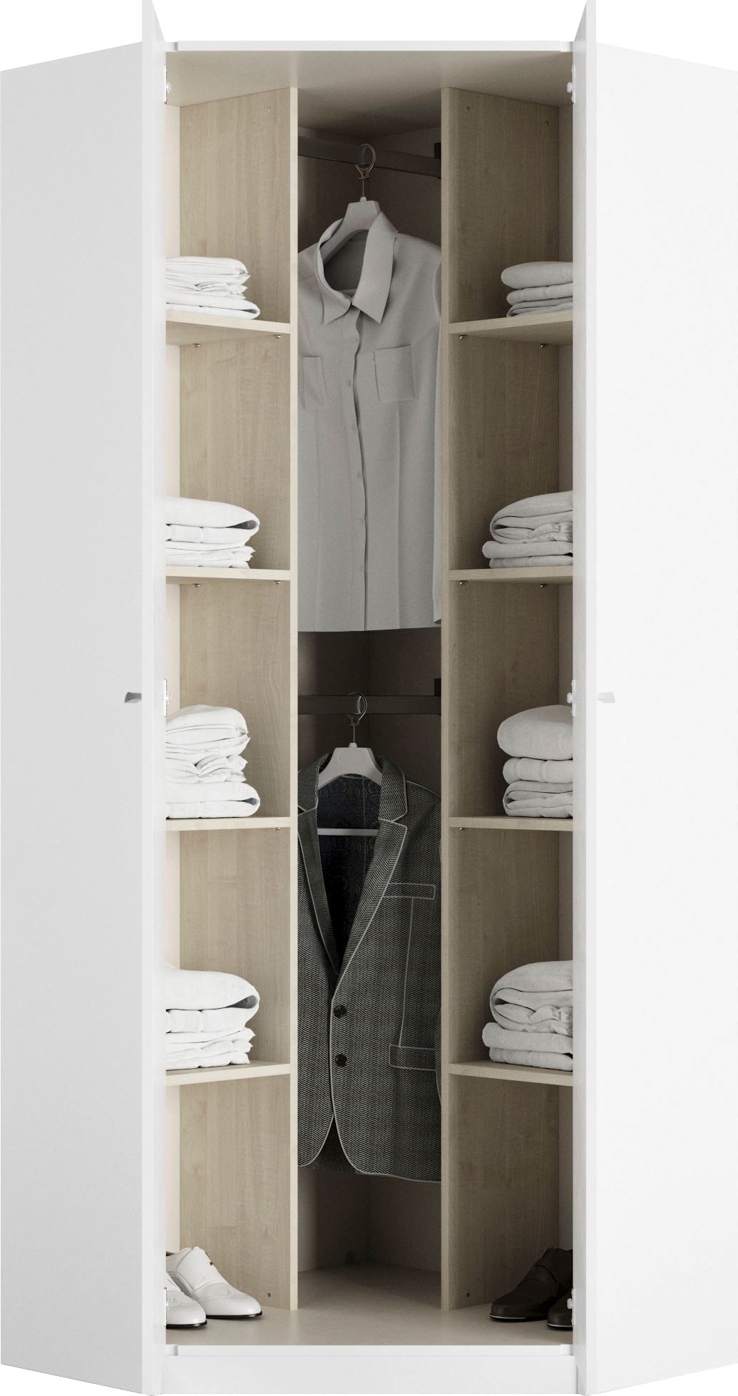 priess Armoire d'angle »Barcelona Kleiderschrank Ecklösung Raumwunder« en 2 profondeurs Armoire d'angle Armoire Vestiaire