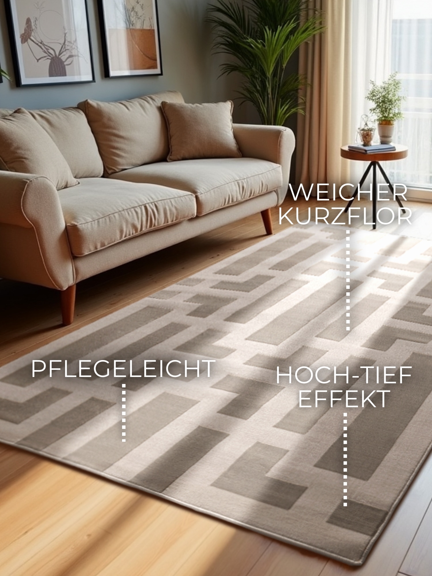 ELLE DECORATION Tapis design »Onyx« Rectangulaire 9 mm Höhe salon, chambre, coureur, effet haut-bas, couloir, brillant
