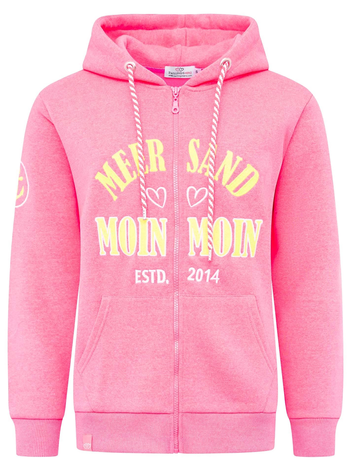 Zwillingsherz Veste sweat »"Moin Moin"« Kapuze, Langarm, Reissverschluss, modisch, maritim, Kordelzug