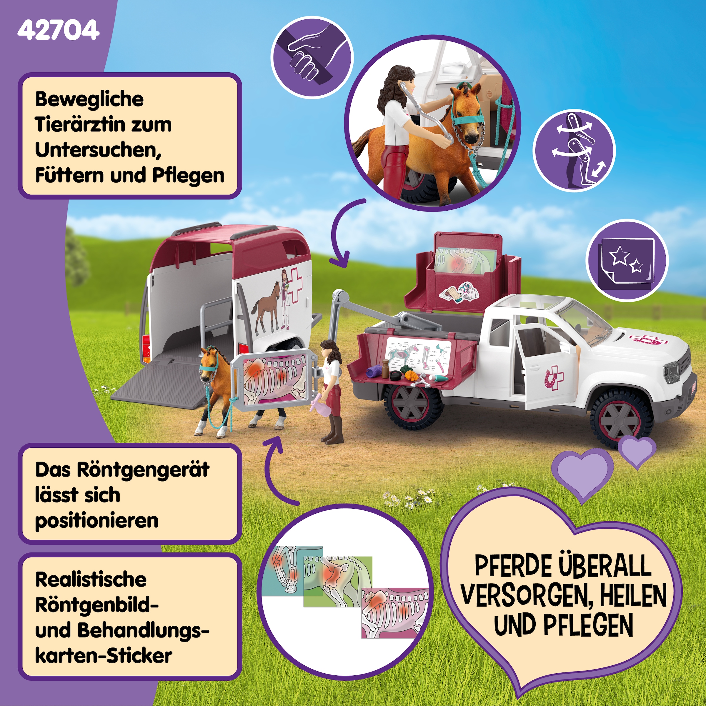 Schleich® Spielzeug-Auto »HORSE CLUB, Mobile Tierärztin mit Anhänger (42704)« Made in Europe