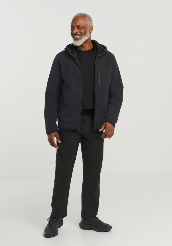 Jack Wolfskin Fleecejacke »LAKE RIDGE HOODED JKT M« mit Kapuze windabweisend, mit hochschliessendem Kragen