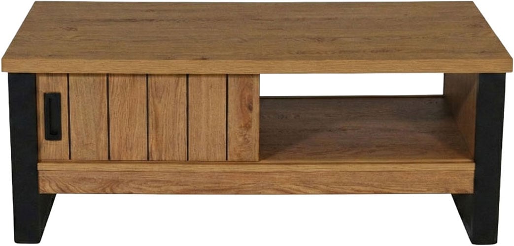Jahnke Table basse »RIVA COFFEE« table basse avec rangement & portes coulissantes, effet chêne, largeur : 108,5 cm