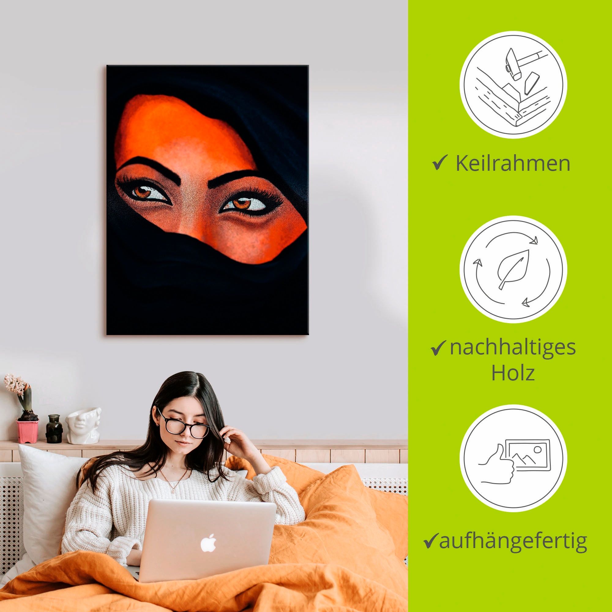 Artland Wandbild »Tuareg - Der Sand auf deiner Haut« Frau 1 Stk. tlg. auf Holzrahmen gespannt