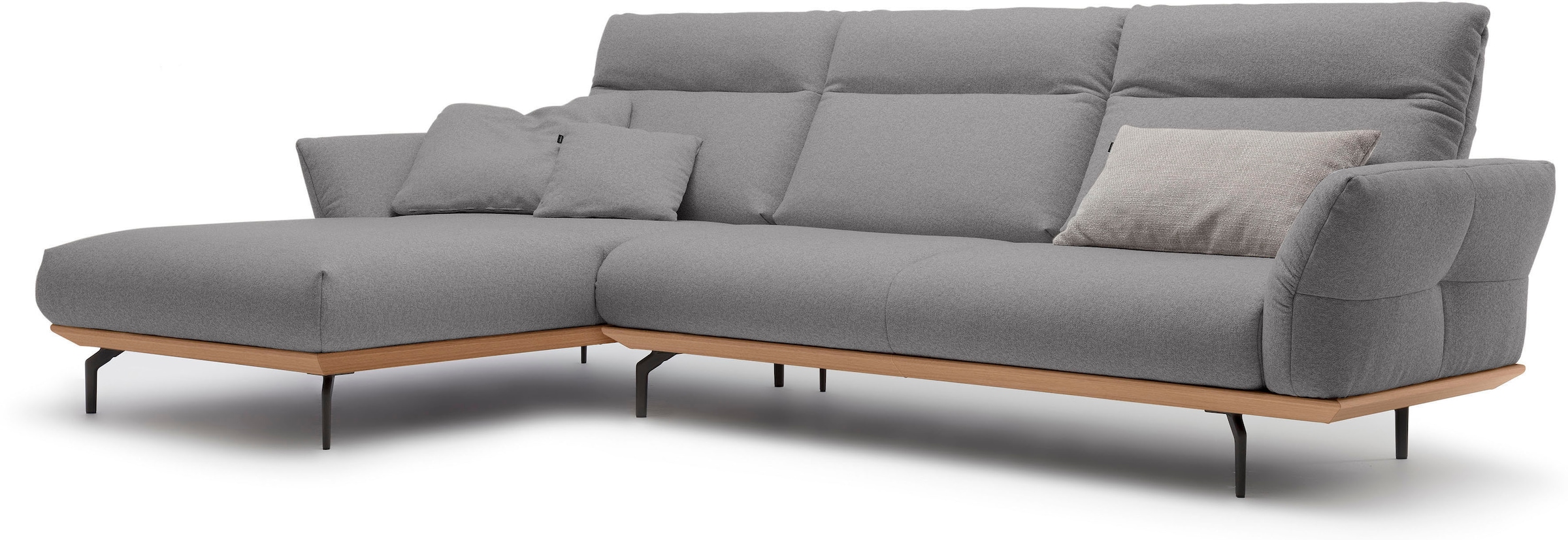 Creation BY ROLF BENZ Canapé d'angle »CR.460 Design-Sofa, verstellbare Rückenlehne, L-Form« Socle en chêne, pieds d'angle en gris ombre, largeur 318 cm