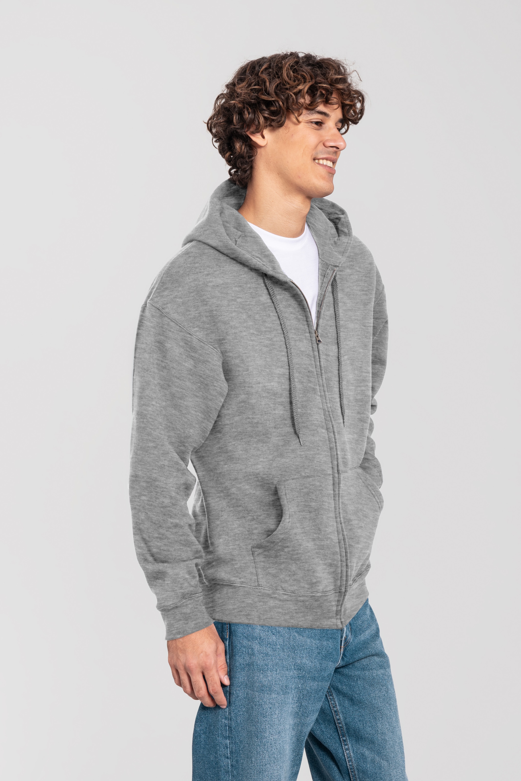 Fruit of the Loom Sweat à capuche »Iconic Premium Hooded Sweat Jacket« avec cordon de serrage, chiné, coupe normale