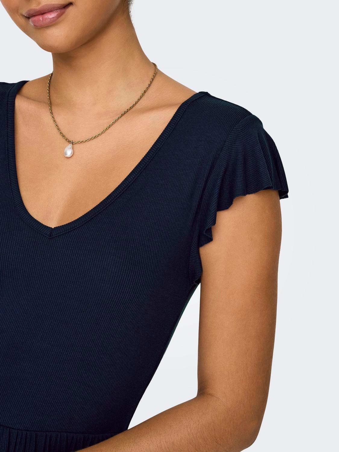 ONLY Robe en jersey »ONLBELIA S/L DRESS JRS« Mélange de viscose, coupe régulière, col en V