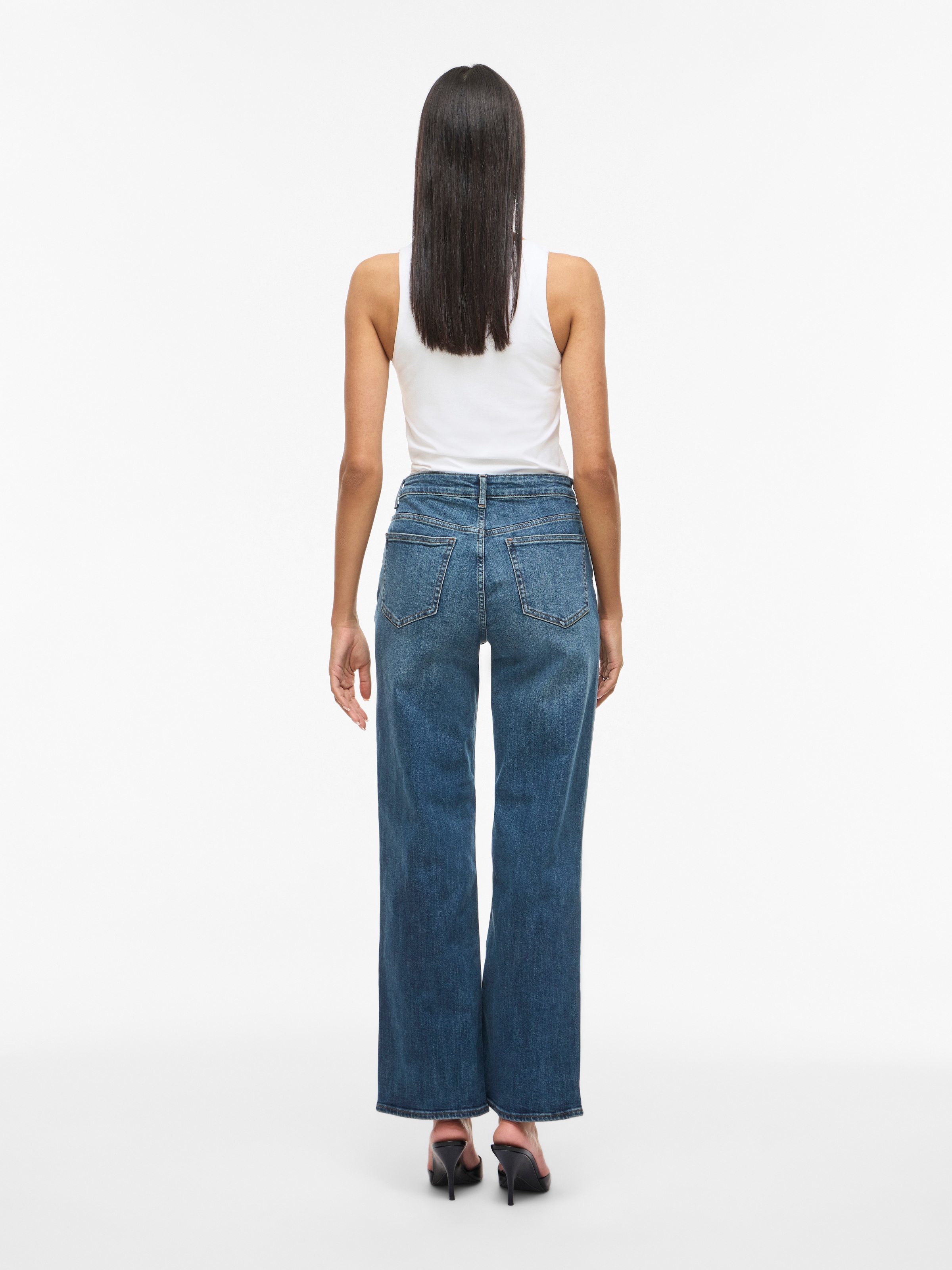 Vila Jeans droit »VILISA RW STRAIGHT JEANS ROS - NOOS« Mélange de coton, taille normale, coupe droite