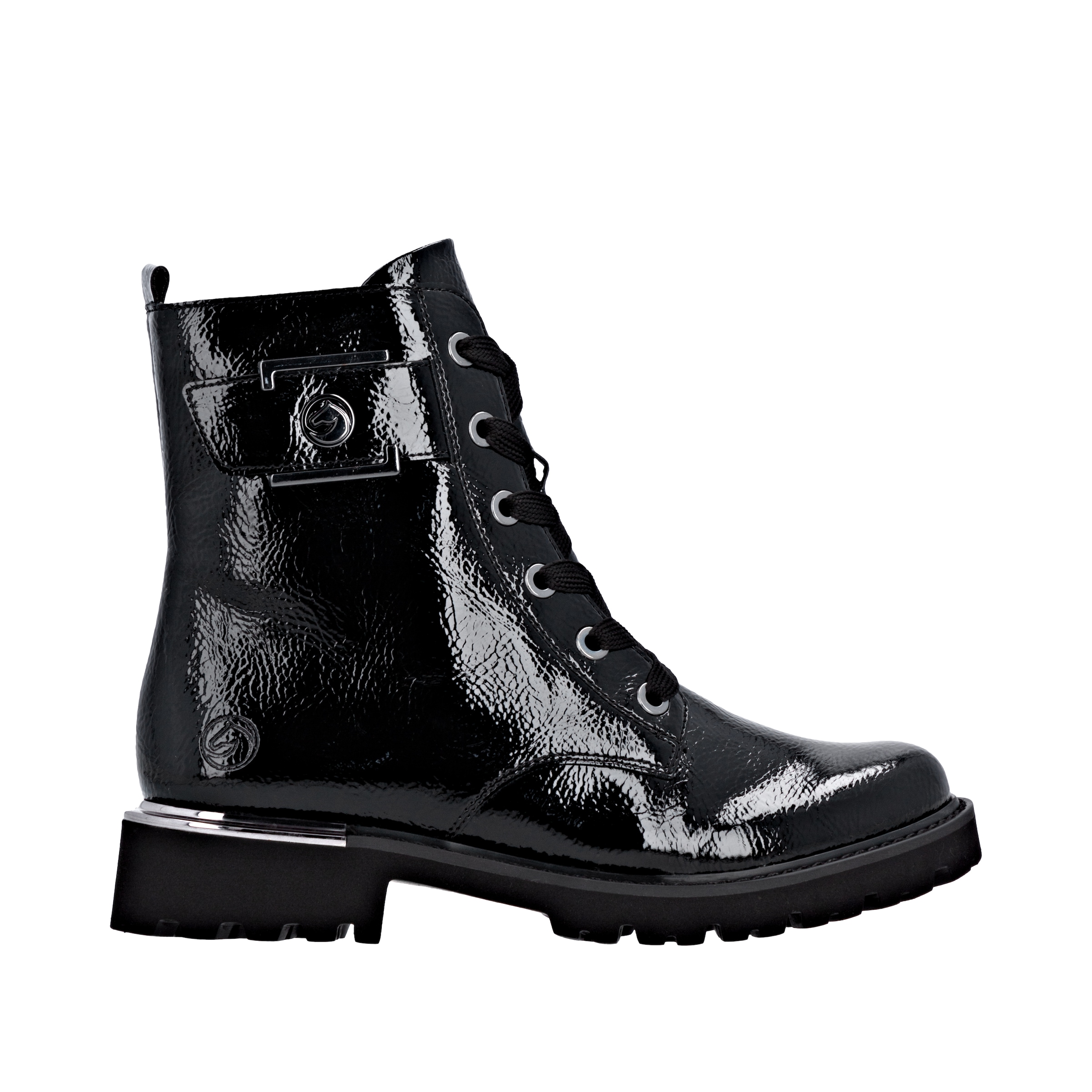 Remonte Schnürstiefelette  , Blockabsatz, Schnürboots im Kroko-Look, Innenreissverschluss