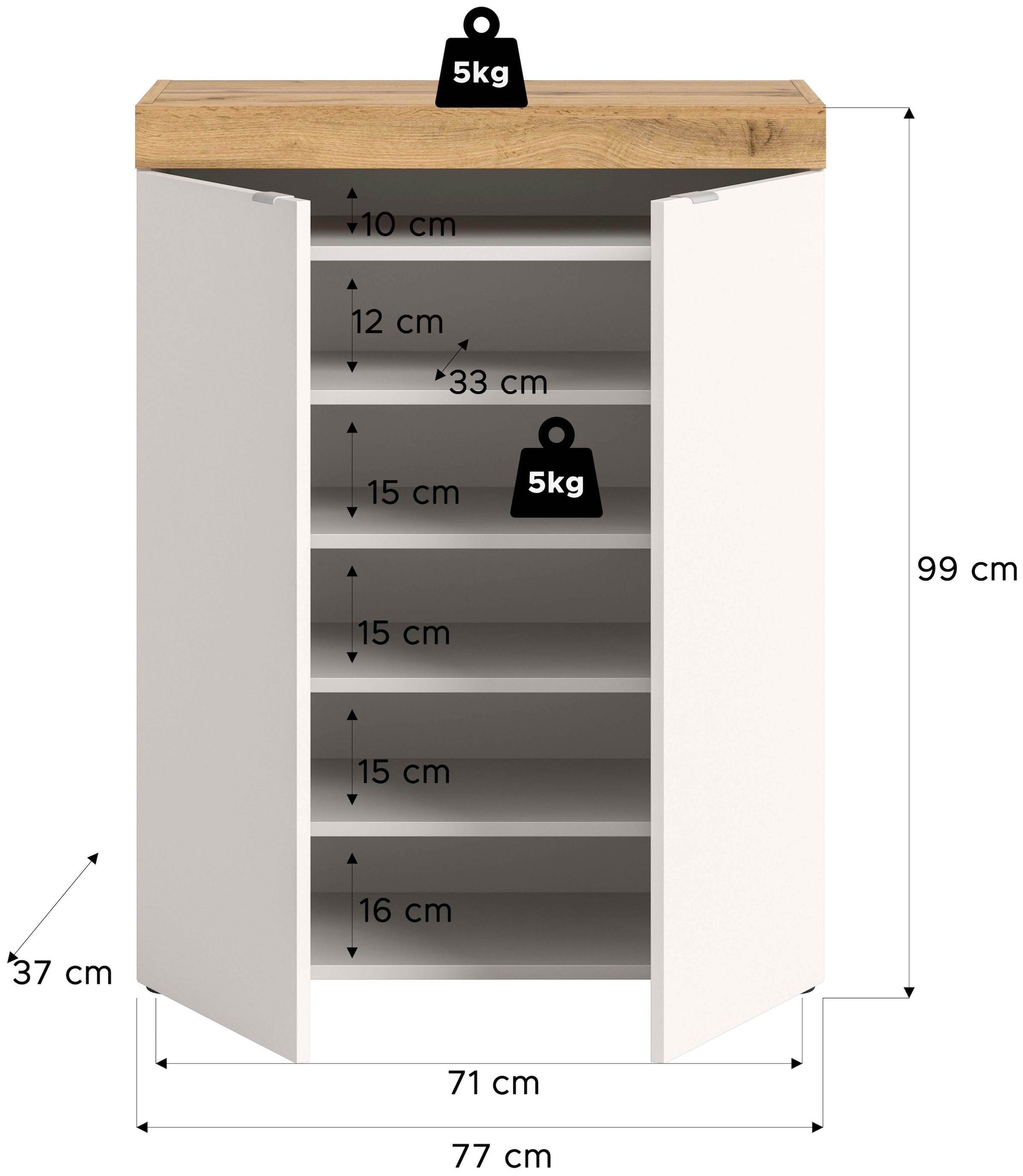 GOODproduct Armoire à chaussures »MAMBO II, Breite 77 cm, 2 Türen, 5 Einlegeböden« 1 cuis tlg. armoire à chaussures, commode à chaussures, couloir, entrée