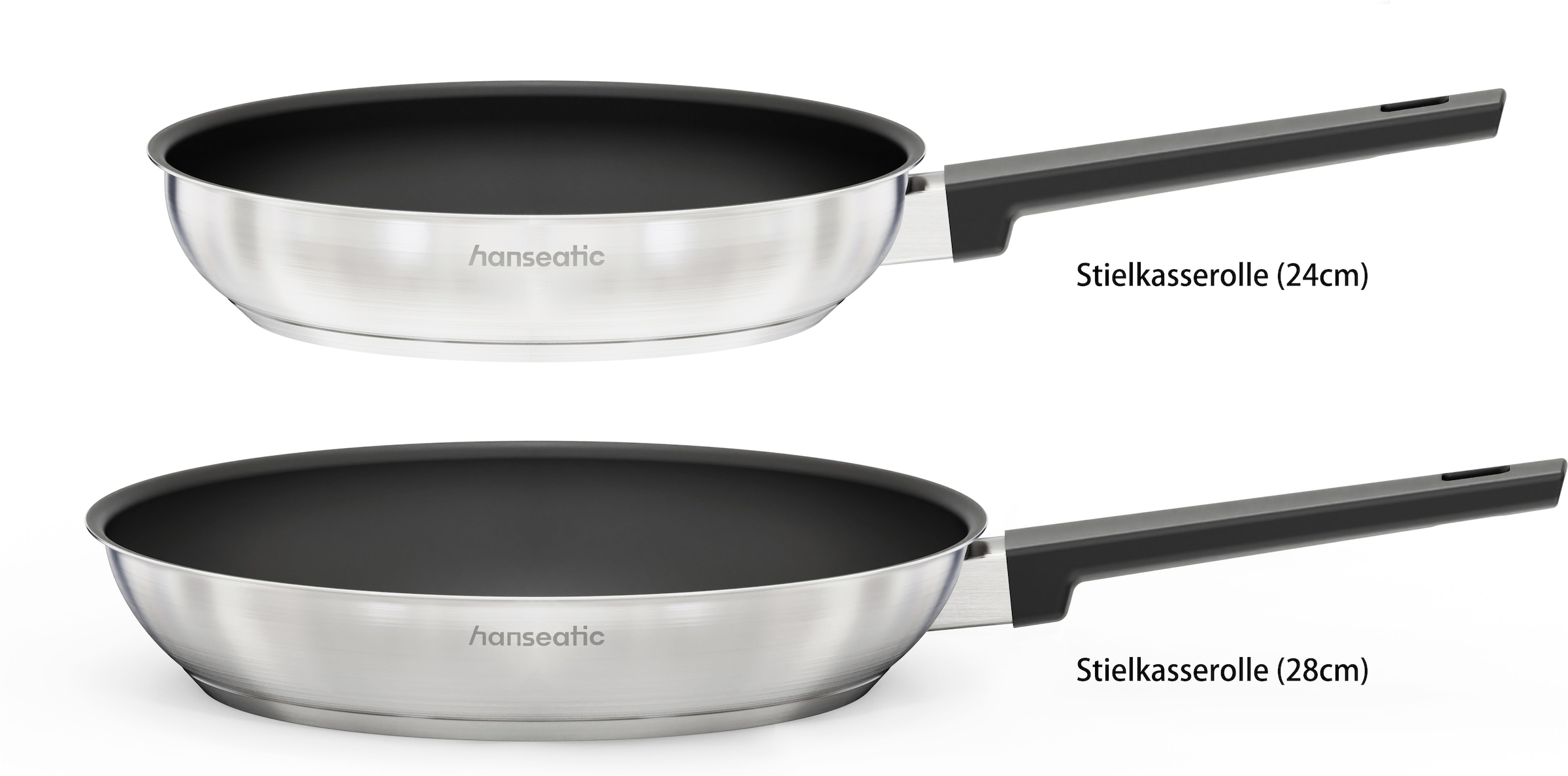 Hanseatic Pfannen-Set »SMART« Edelstahl 18/10 Set, 1x Pfanne Ø 24 cm und 28 cm, 2 tlg. Pfannen mit Antihaftbeschichtung, für alle Herdarten, inkl. Induktion