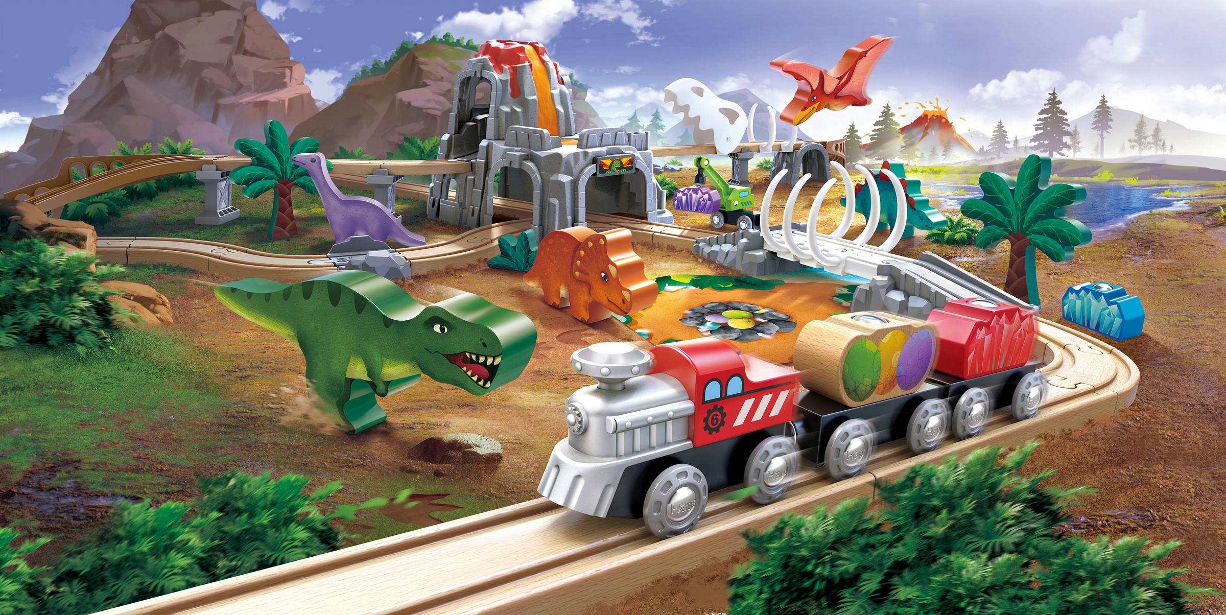 Hape Train jouet »Dino-Eisenbahn-Abenteuer« mit Licht- und Soundfuntkion
