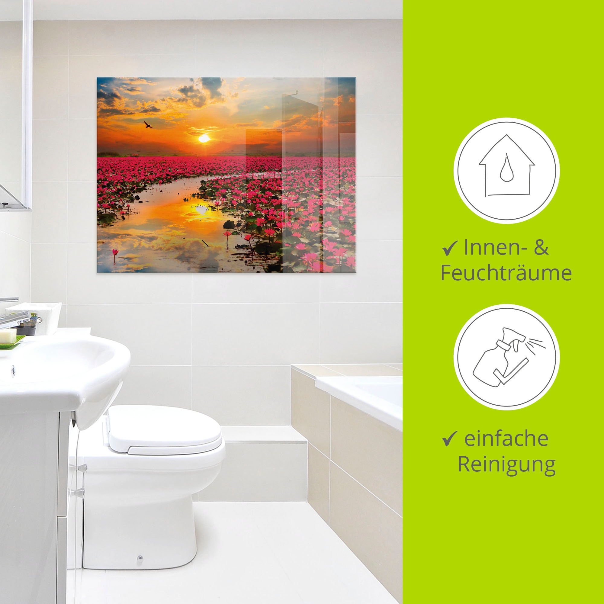 Artland Glasbild »Sonnenschein blühende Lotusblume« Blumen 1 Stk. tlg. in verschiedenen Grössen