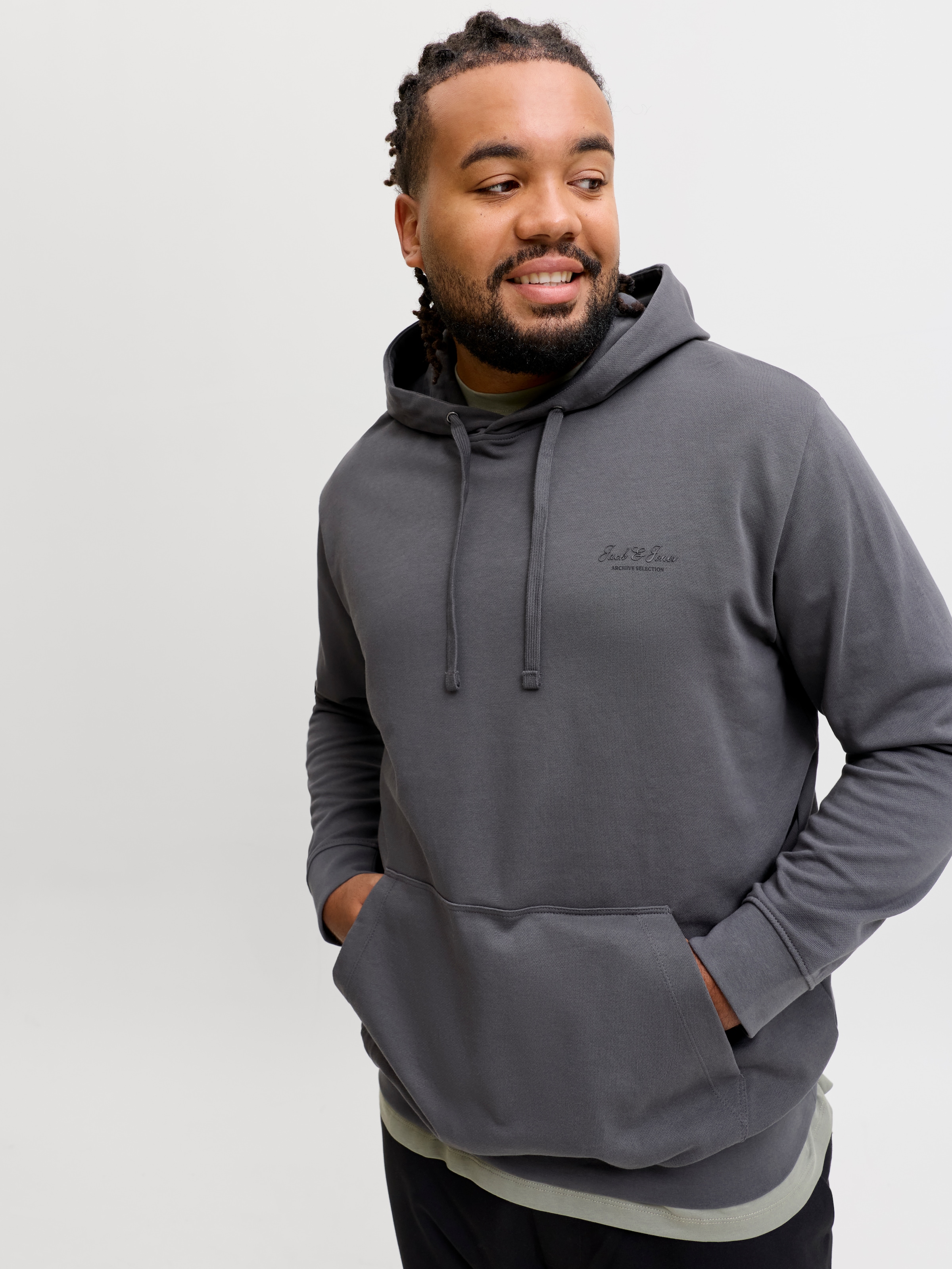 Jack & Jones PlusSize Sweat à capuche »JJEARCHIVE GRAPHIC SWEAT HOOD SN PLS«, mélange coton, coupe régulière
