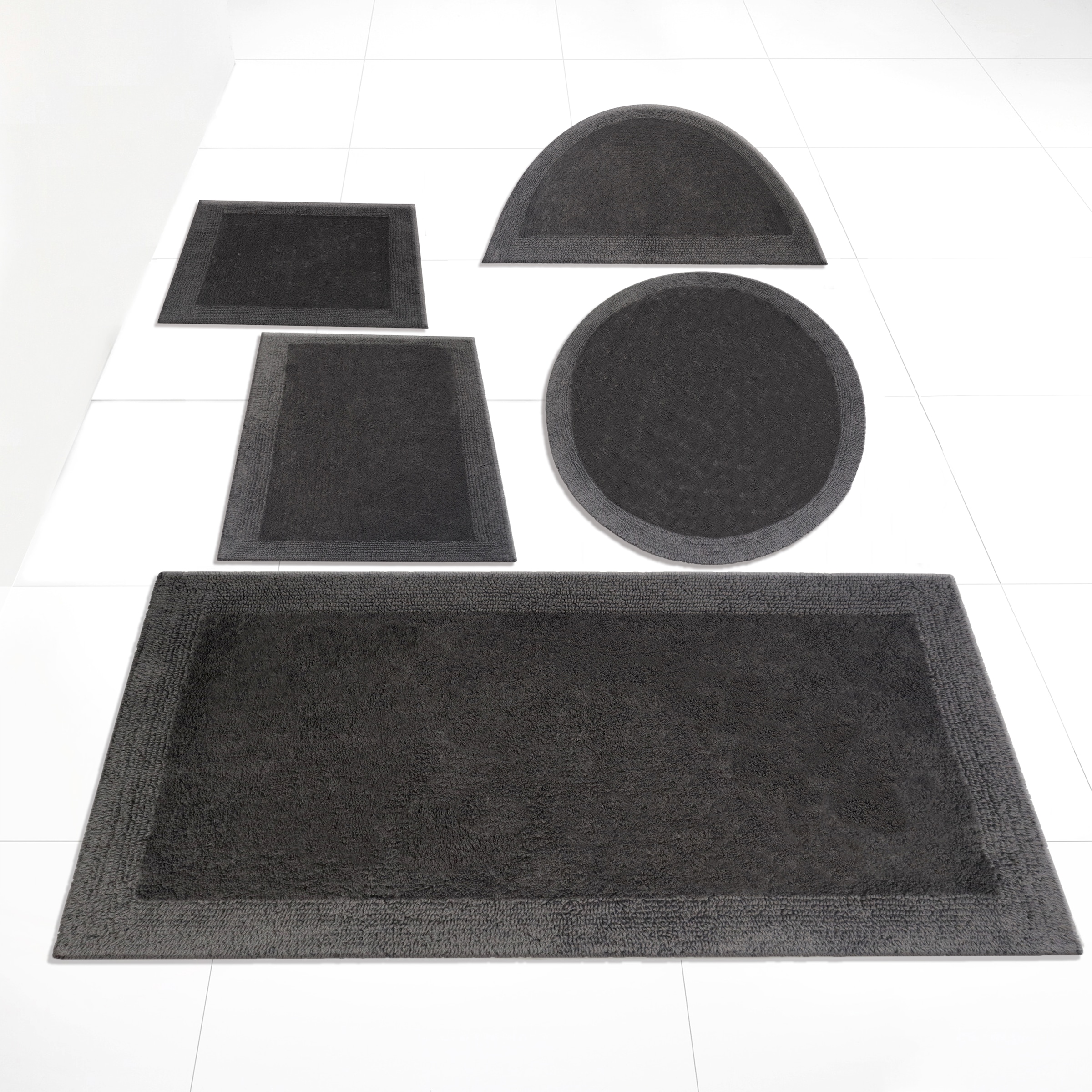 GOODproduct Tapis de bain »Kapra, Badvorleger, Badezimmer Teppich« Höhe 14 mm mit Bordüre, Badteppich, Badematte, Baumwolle
