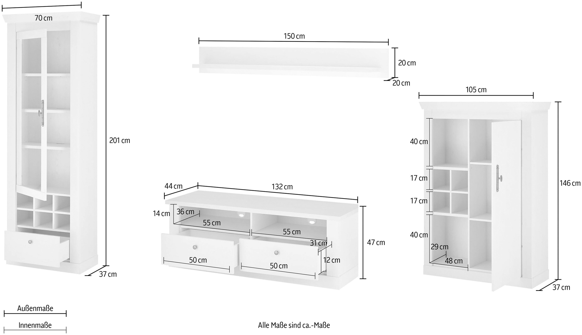 Home affaire Meuble mural »RAVENNA« 4 cuis tlg.