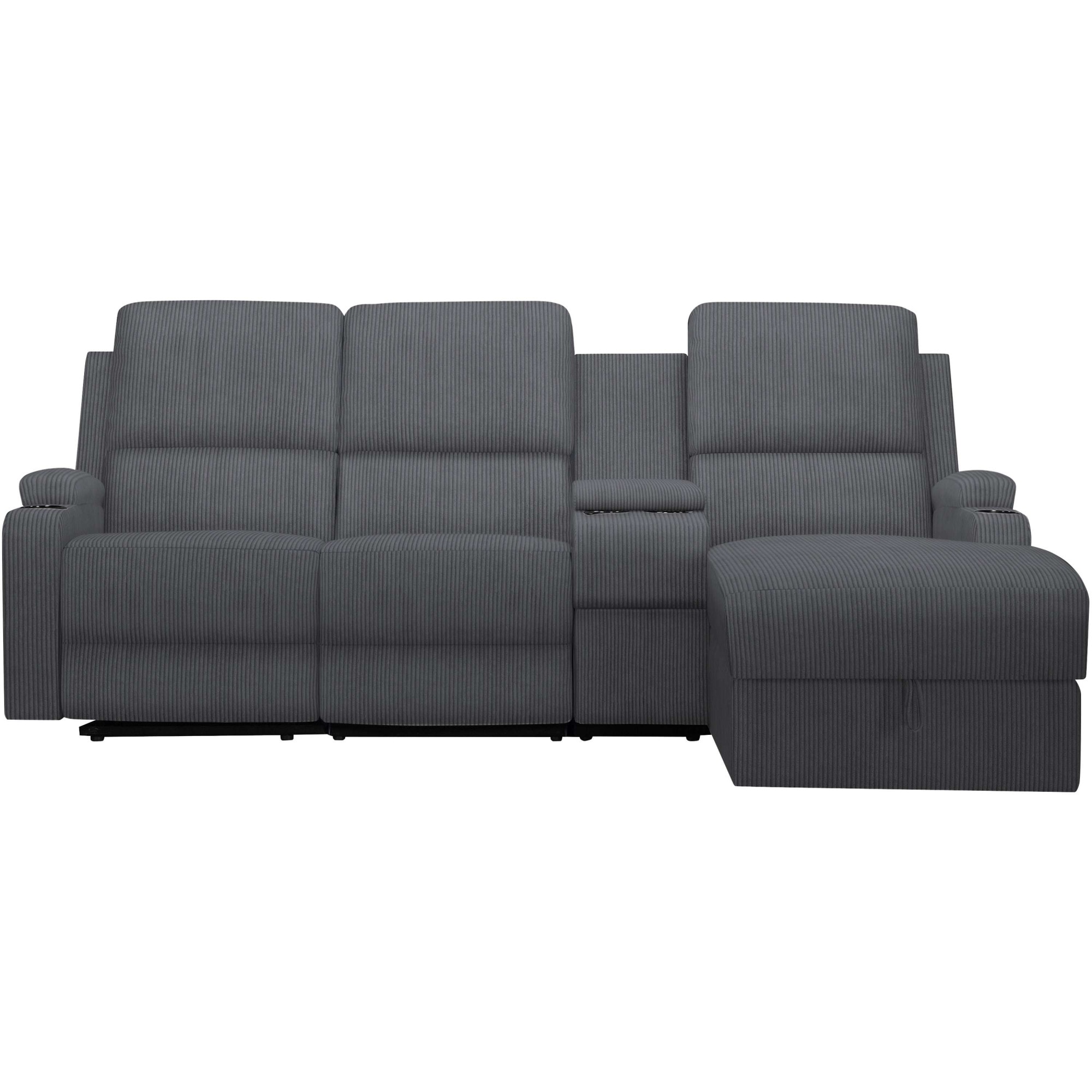 GOODproduct Ecksofa »NAPORI Multimediasofa, 3er Kinosessel XXL, L-Form, Cord« Kinosofa mit Relaxfunktion, Getränkehalter, Staufach und Staukasten