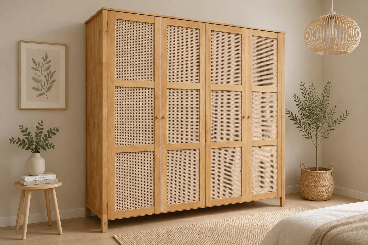 GOODproduct Armoires à vêtements »Hällevik Eiche - aus FSC® Massivholz, Wiener Geflecht« Chêne massif certifié FSC® huilé, façades avec cannage viennois