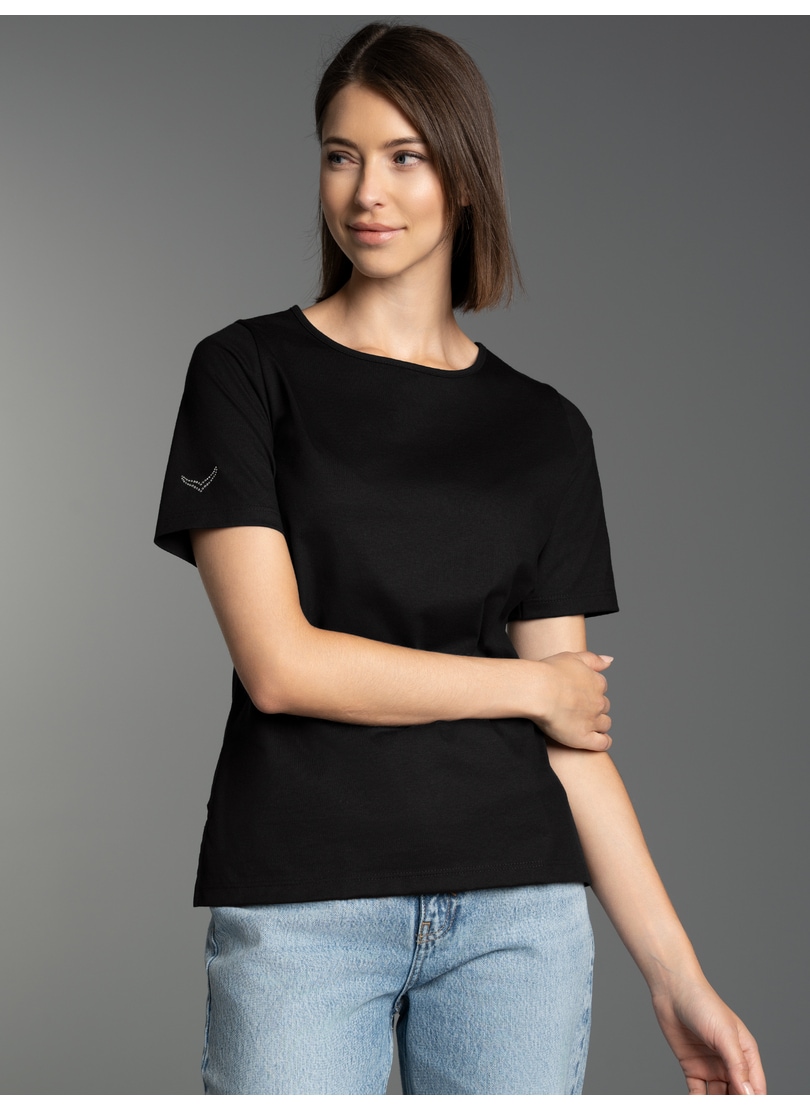 Trigema T-shirt »TRIGEMA T-Shirt DELUXE Baumwolle mit Kristallsteinen« 1 cuis