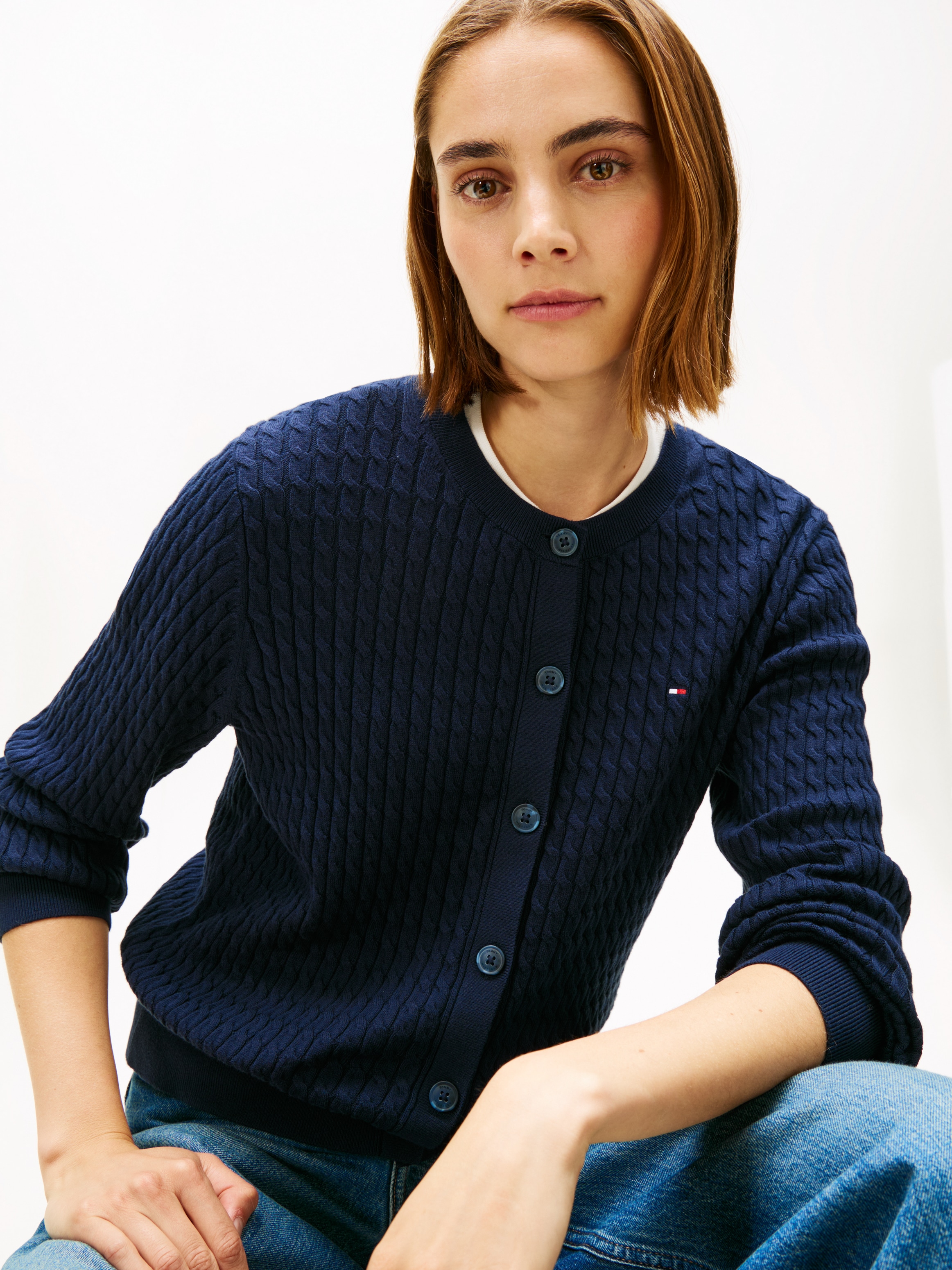 Tommy Hilfiger Veste en tricot mit Zopfstrickmuster