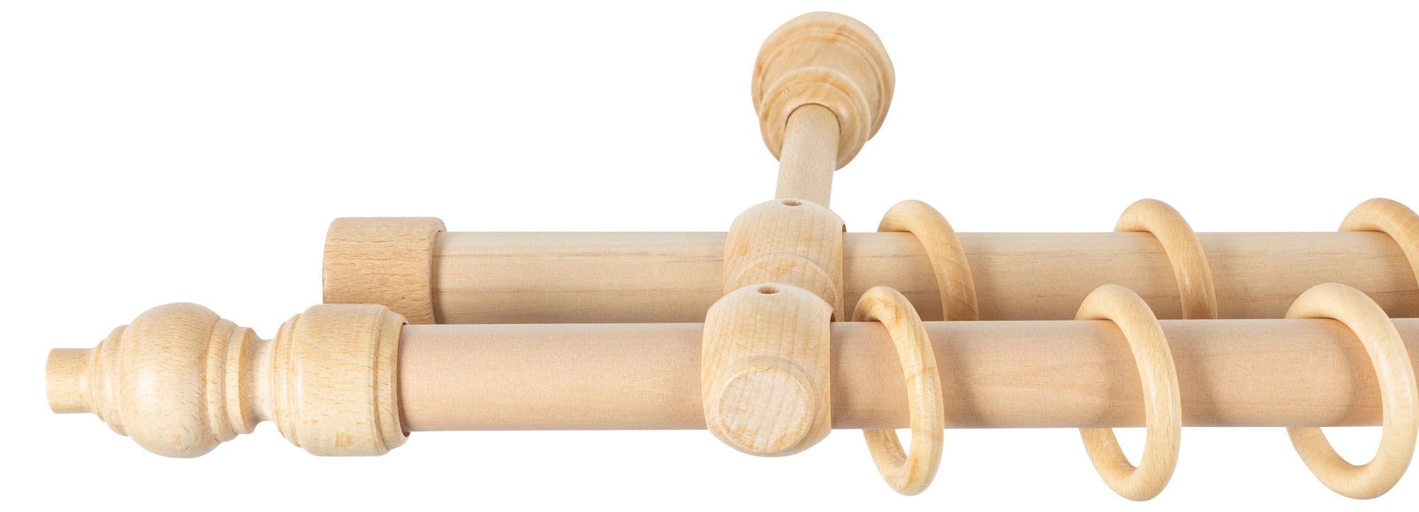 SN DECO GROUP Gardinenstange »Filigrano« 2 läufig-läufig Fixmass 28 mm, Holz, verschiedene Längen und Farben, Komplettset