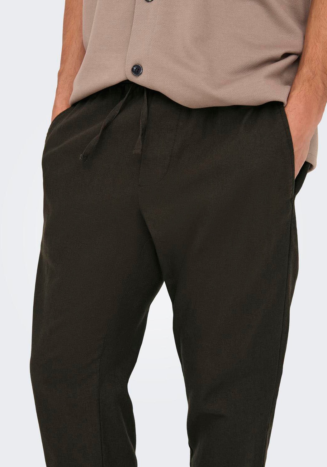ONLY & SONS Schlupfhose »ONSLINUS CROP 0007 COT LIN PNT NOOS«  Baumwolle mit Leinen, Gummizug und Kordel