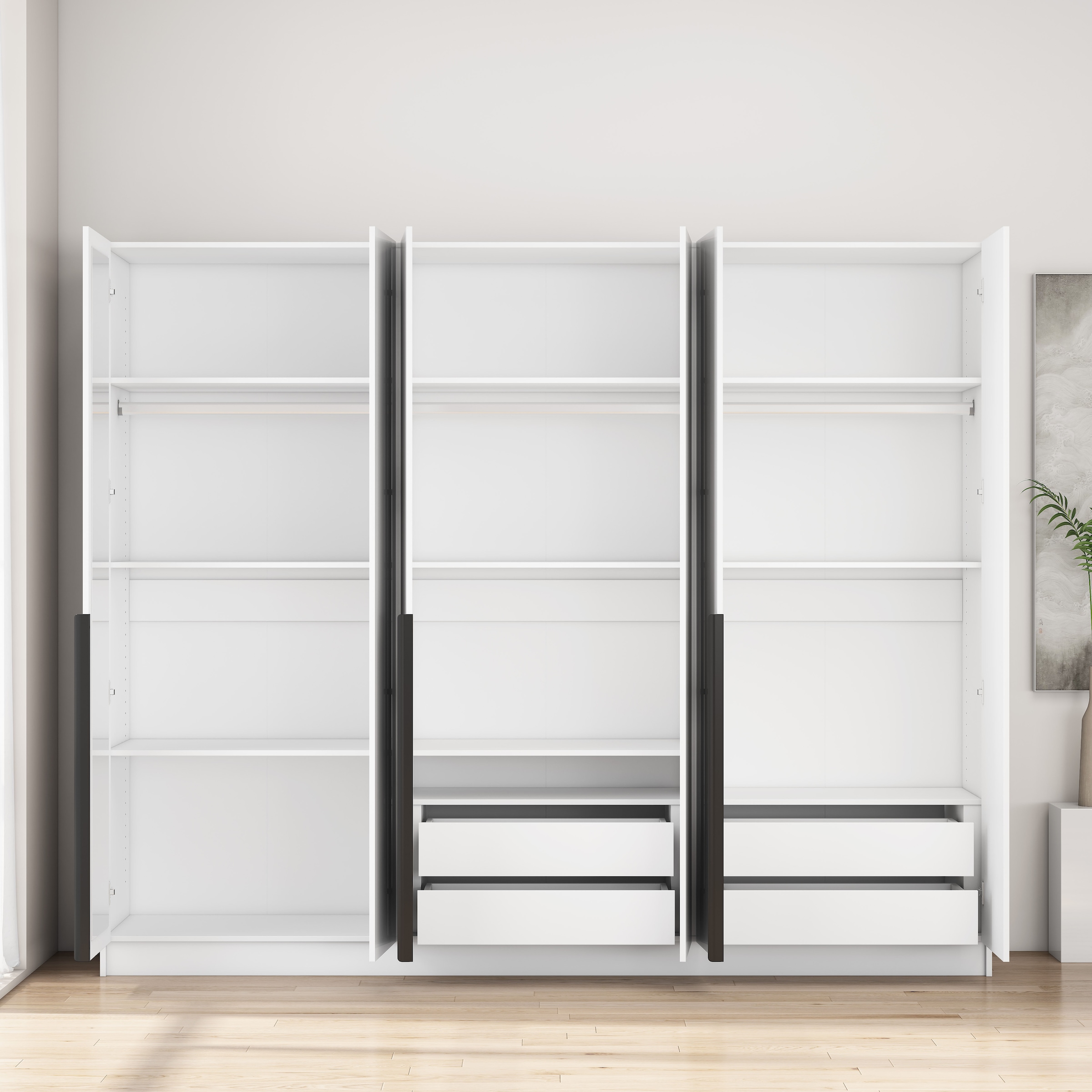 GOODproduct Kleiderschrank »Annor Schlafzimmerschrank Breite 242cm hochglanz Schrank Garderobe« Drehtürenschrank mit perfekter Innenausstattung - elegante Türgriffe