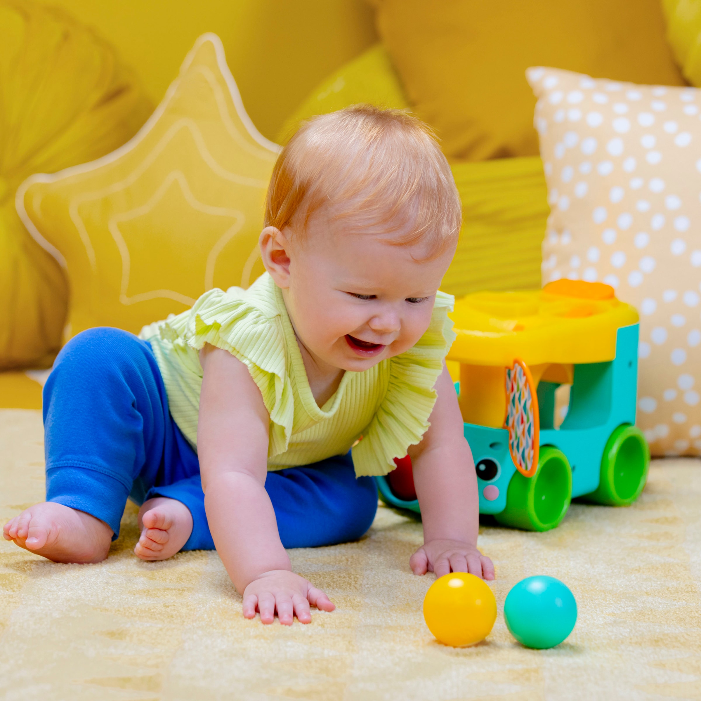 Bright Starts Lernspielzeug »Pop & Roll Safari Bus  Ball Play Toy« mit Licht und Sound