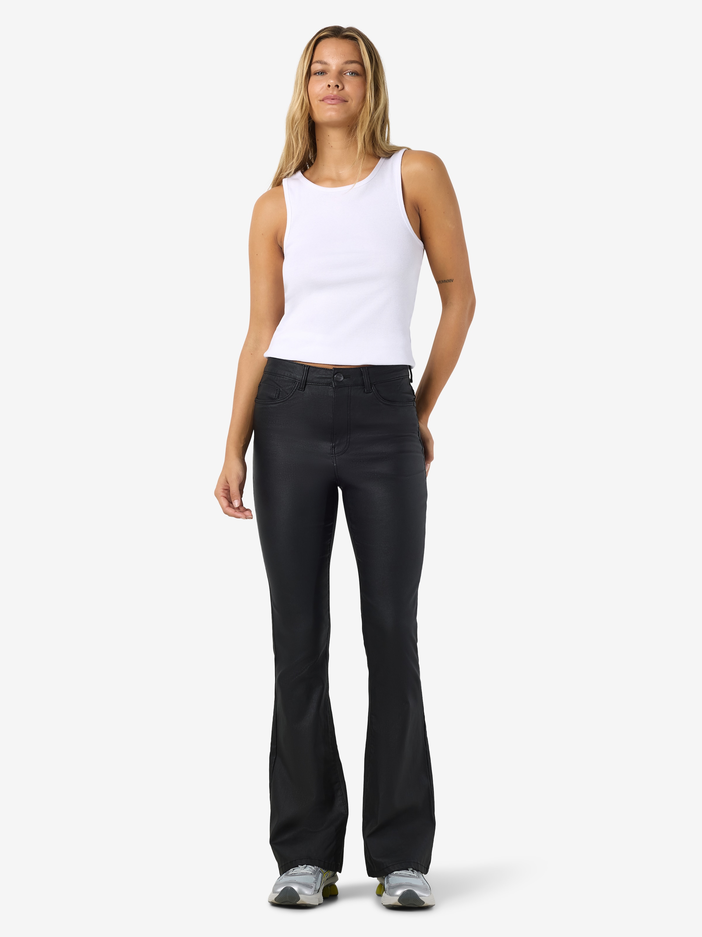 Noisy may Pantalon imitation cuir »NMSALLIE HW FLARE COATED PANTS NOOS«