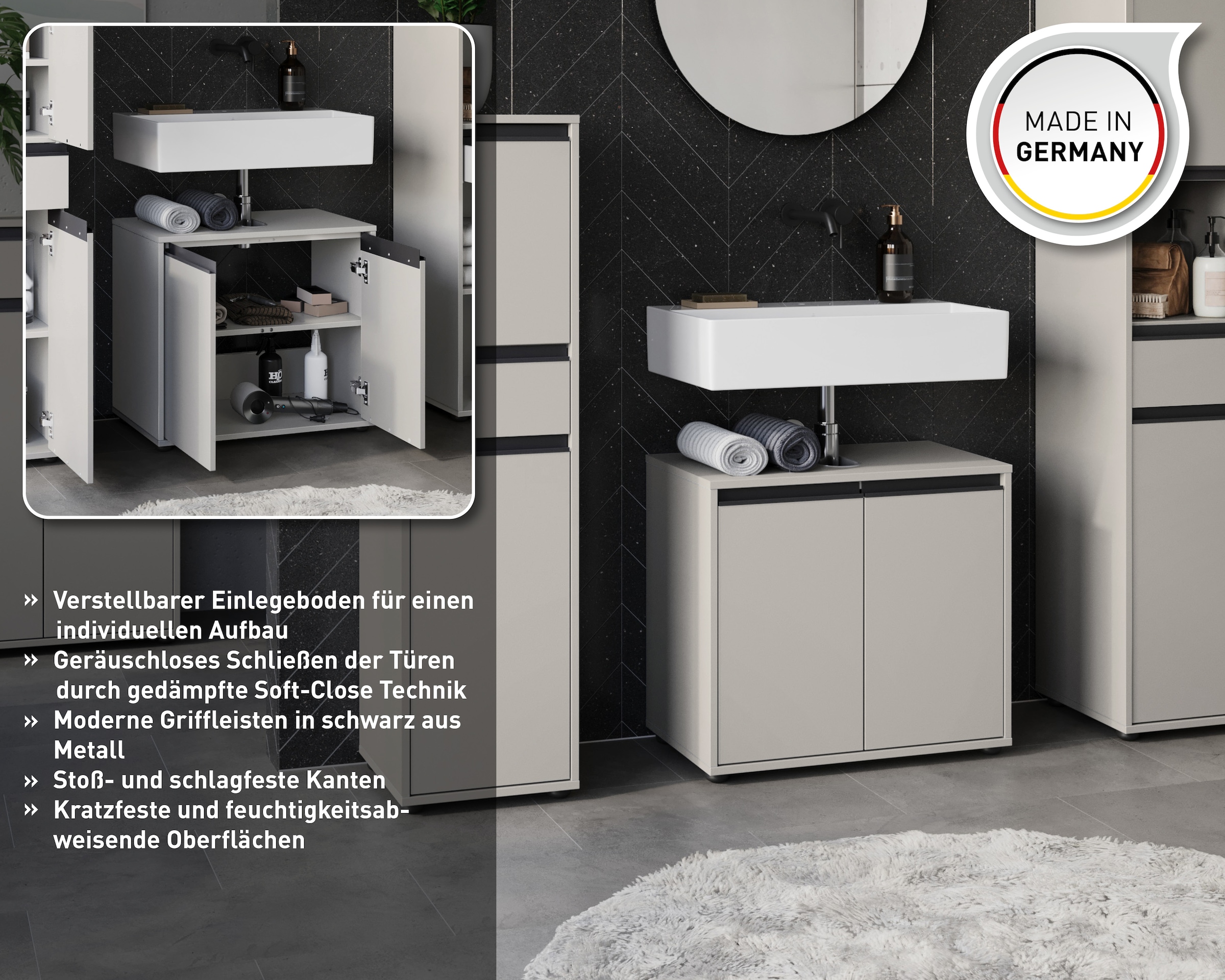 GERMANIA Armoire sous lavabo »Lemont« mit Siphonausschnitt