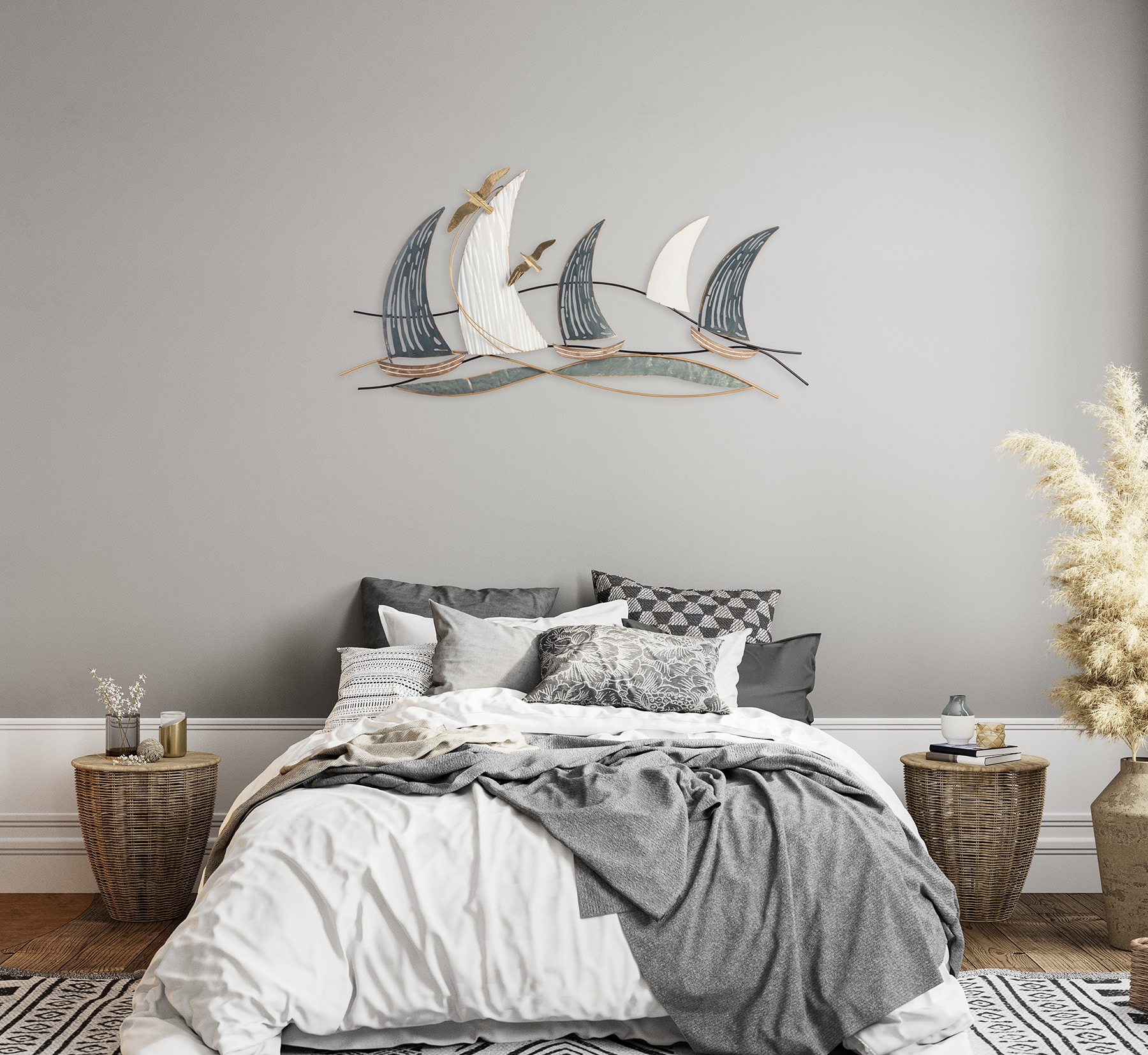 Bönninghoff Tableau métallique »SCHIFFE 80x40 cm – Deko modern« Bateaux | Bateaux et navires | Mer Décoration murale