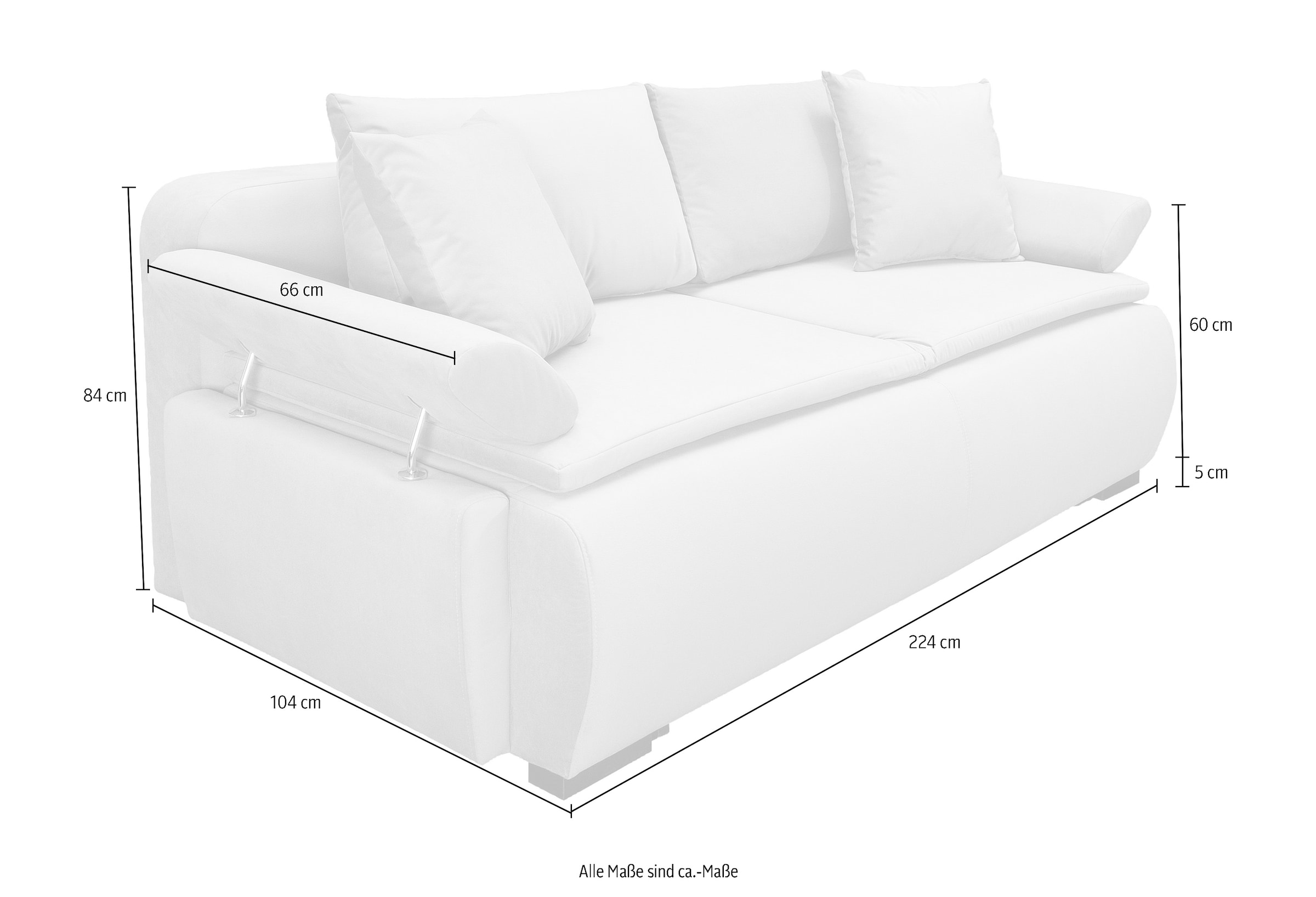 INOSIGN Canapé-lit »Romeo« mit Boxspringaufbau, Bettfunktion & Bettkasten, Dauerschlafsofa