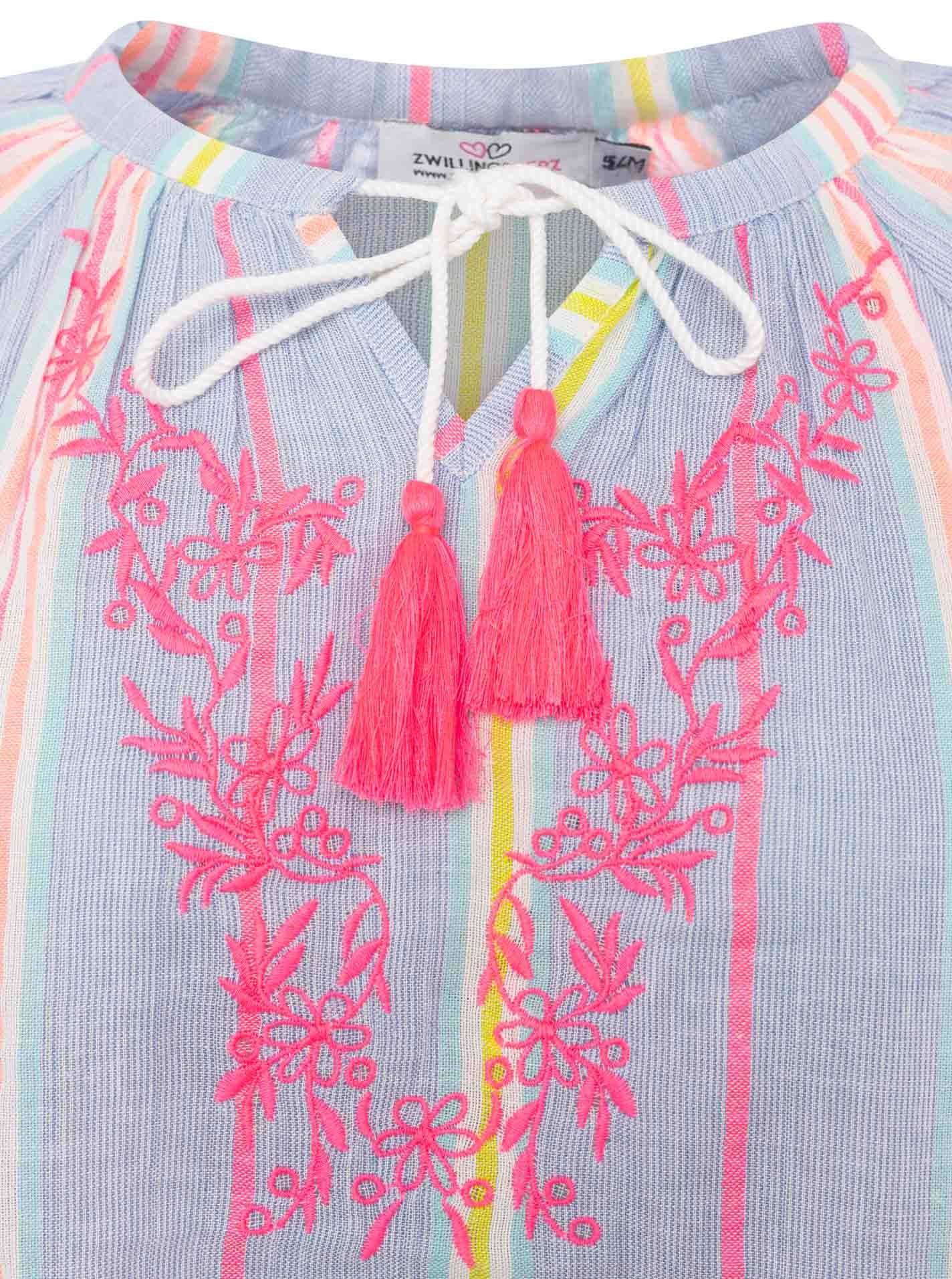 Zwillingsherz Kurzarmbluse »"Summer Stripes"« Streifen, Tunnelzug und Tasseln, kurzarm
